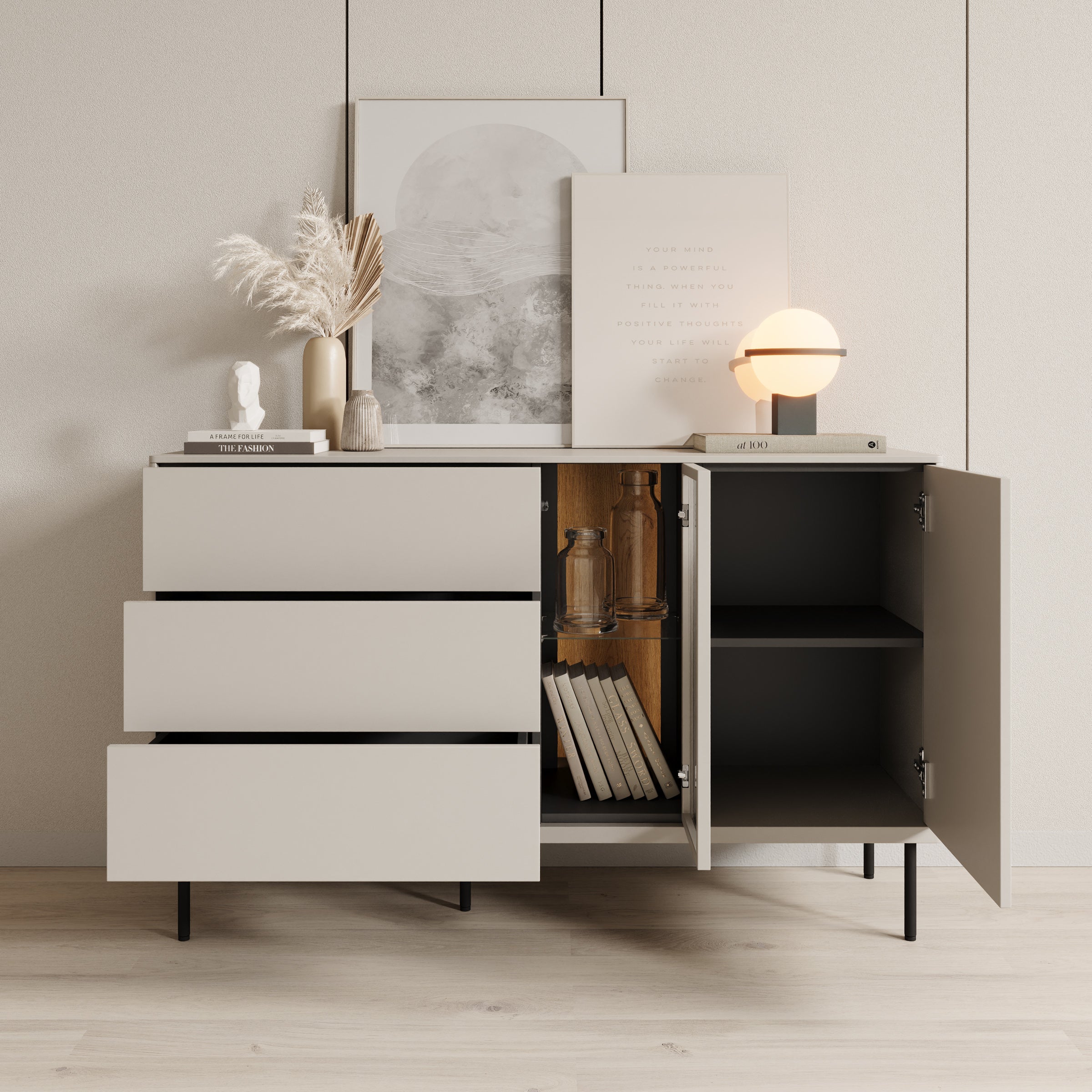 Estrella - Dressoir - Beige - 134x41x83 cm - Image 2