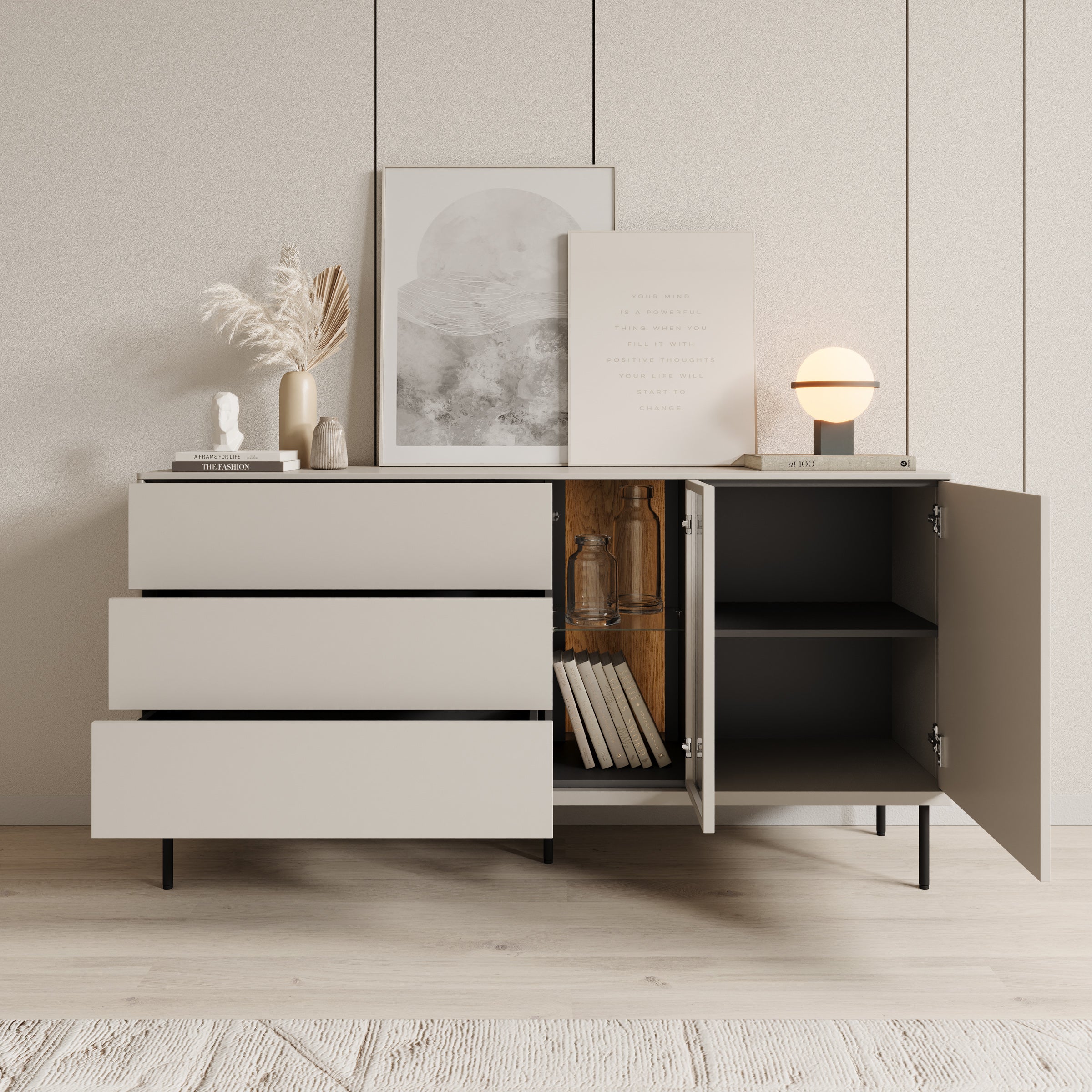 Estrella - Dressoir - Beige - 161x41x83 cm - Image 2