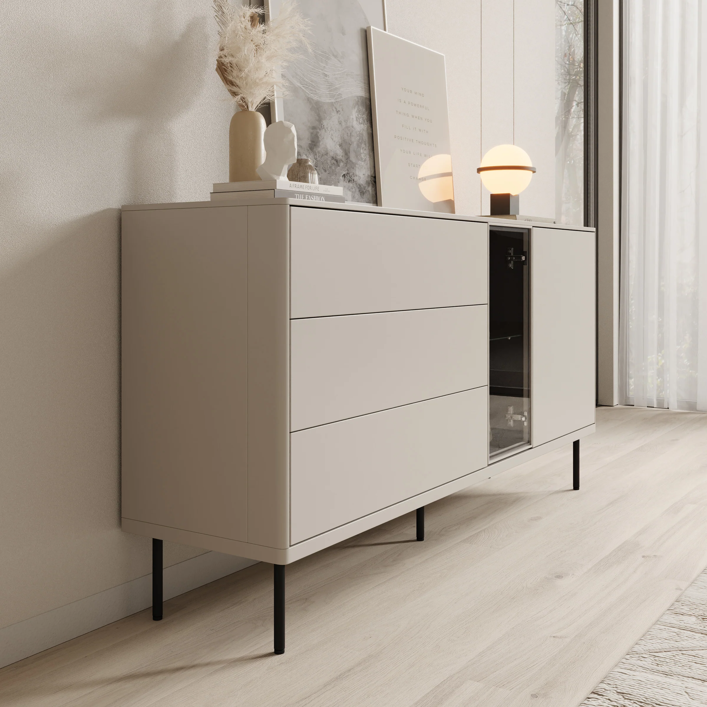 Estrella - Dressoir - Beige - 161x41x83 cm - Image 4