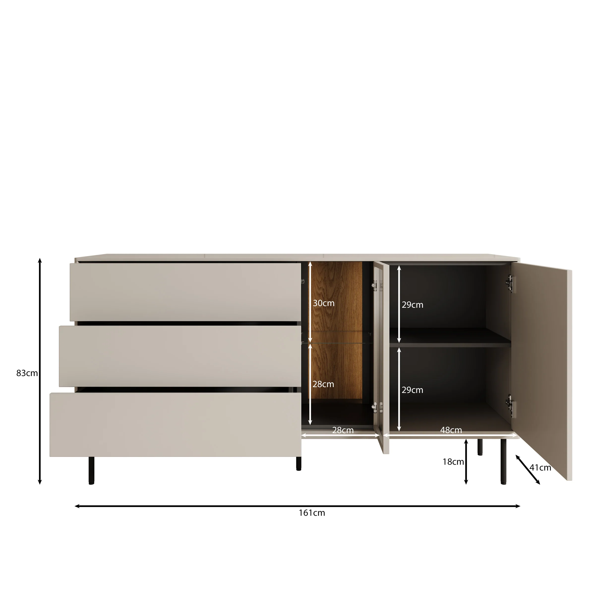 Estrella - Dressoir - Beige - 161x41x83 cm - Image 5
