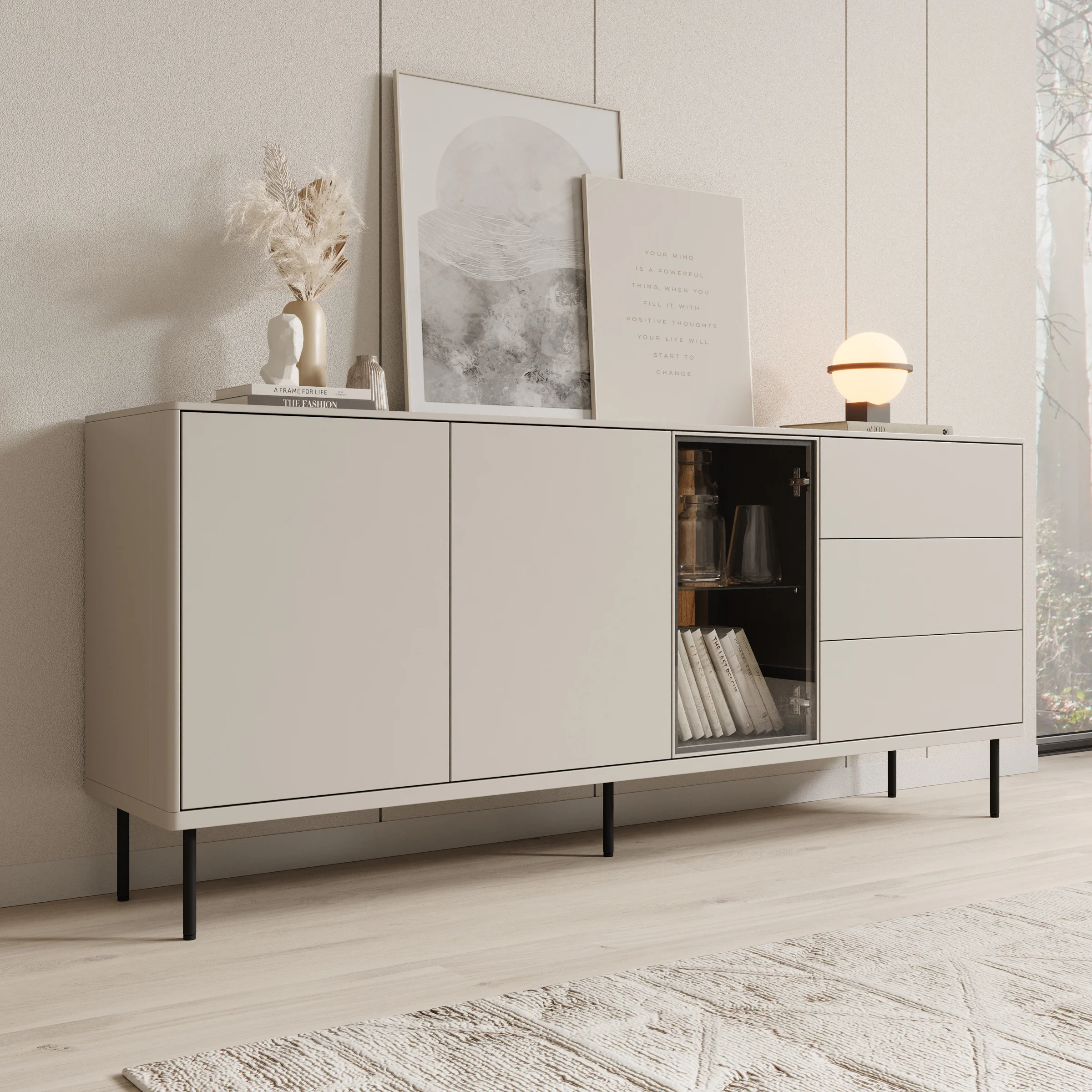 Estrella - Dressoir - Beige - 194x41x83 cm