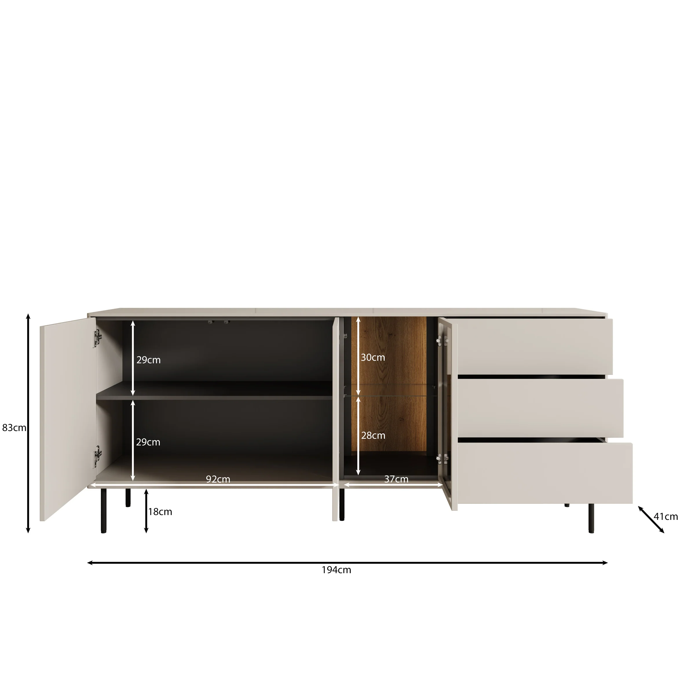 Estrella - Dressoir - Beige - 194x41x83 cm - Image 5