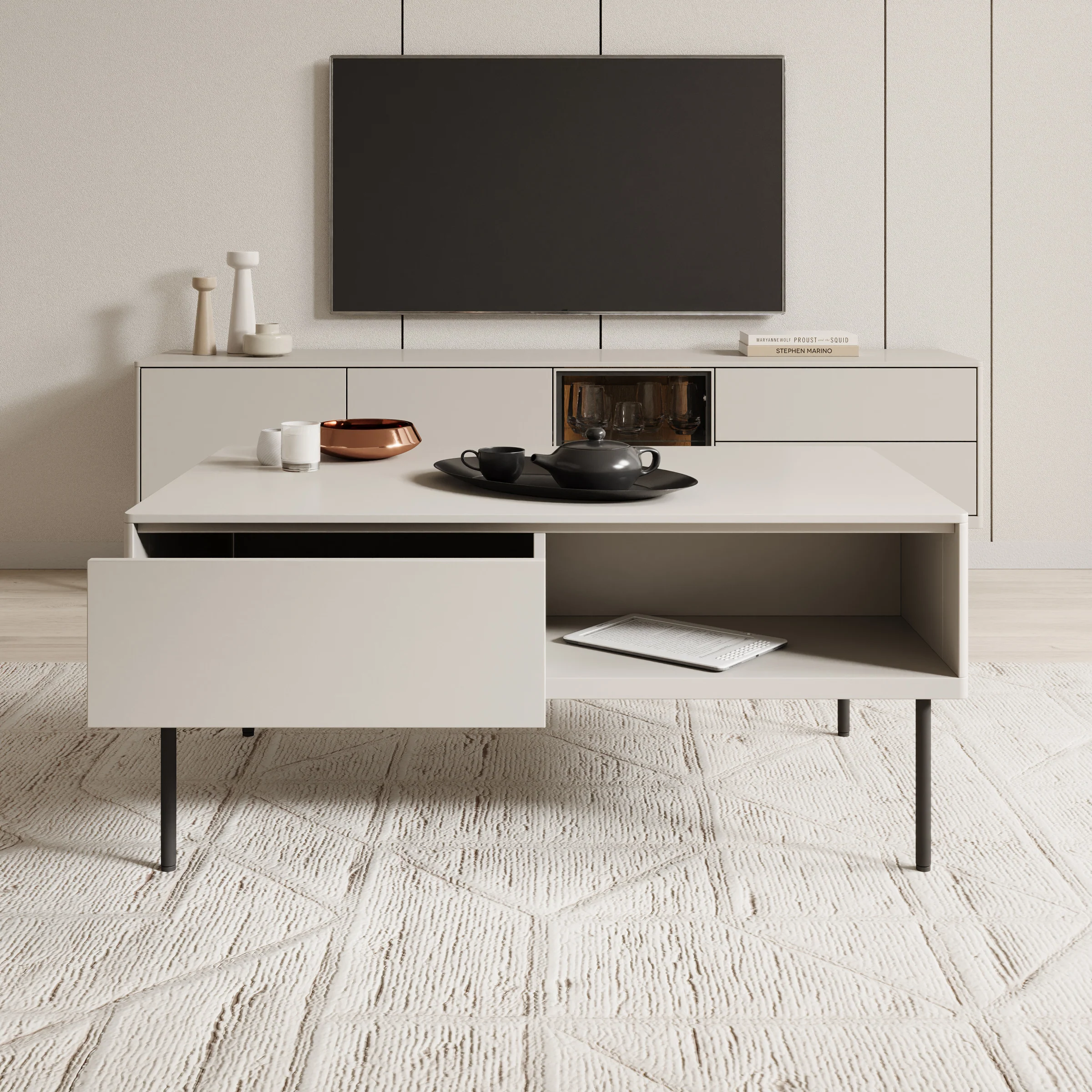 Estrella - Salontafel - Beige - 110x67x48 cm - Image 2
