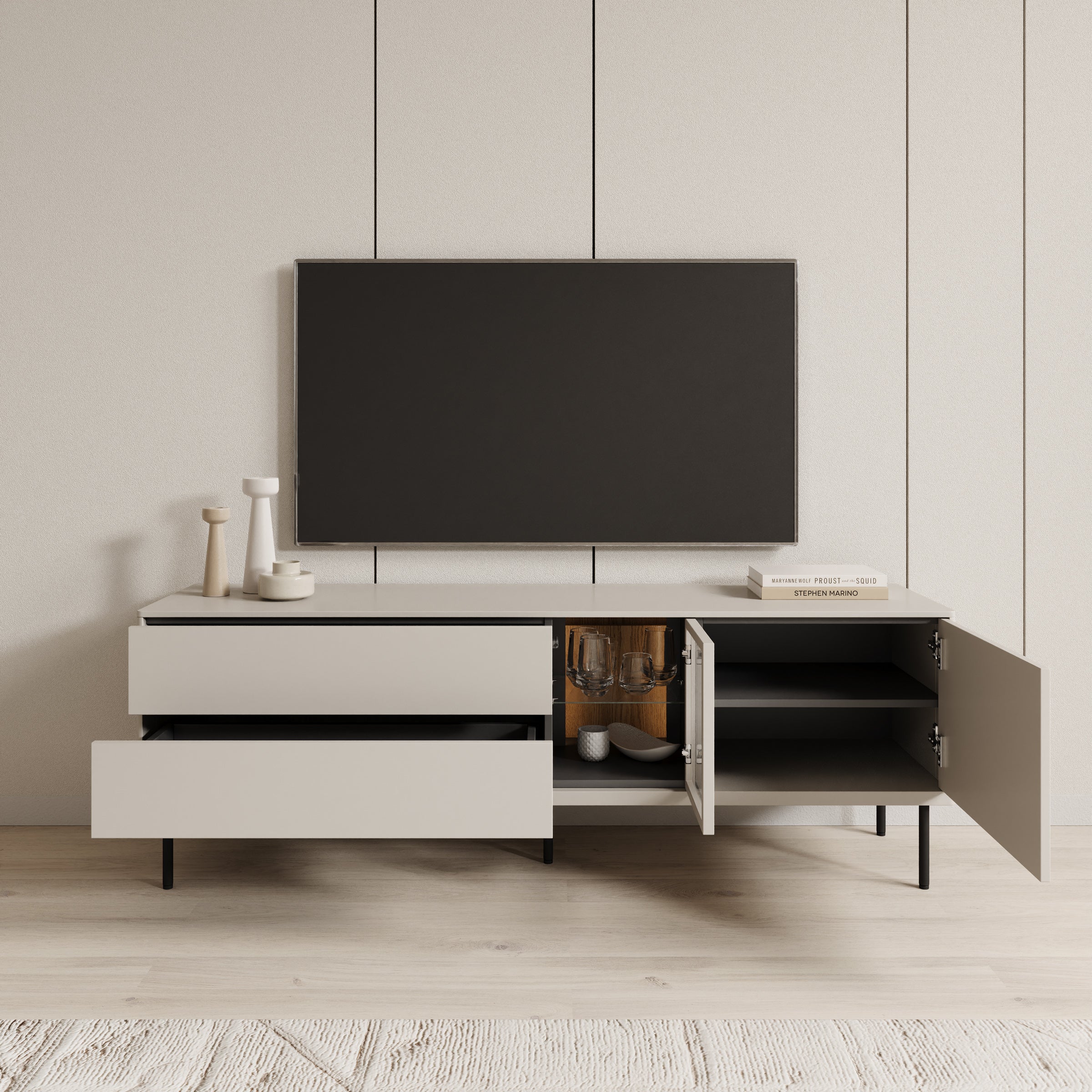 Estrella - TV-Meubel - Beige - 161x41x56 cm - Image 2