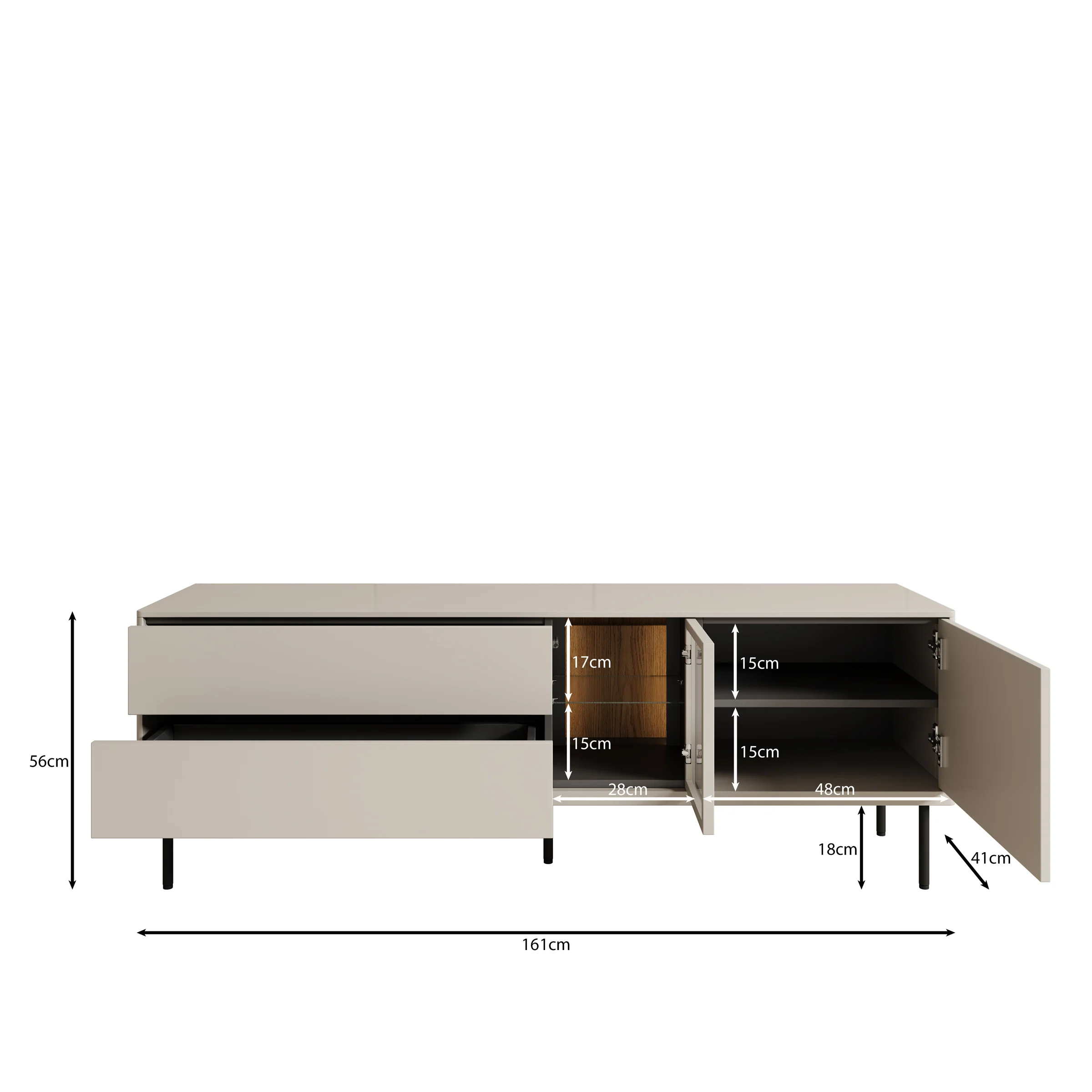 Estrella - TV-Meubel - Beige - 161x41x56 cm - Image 5