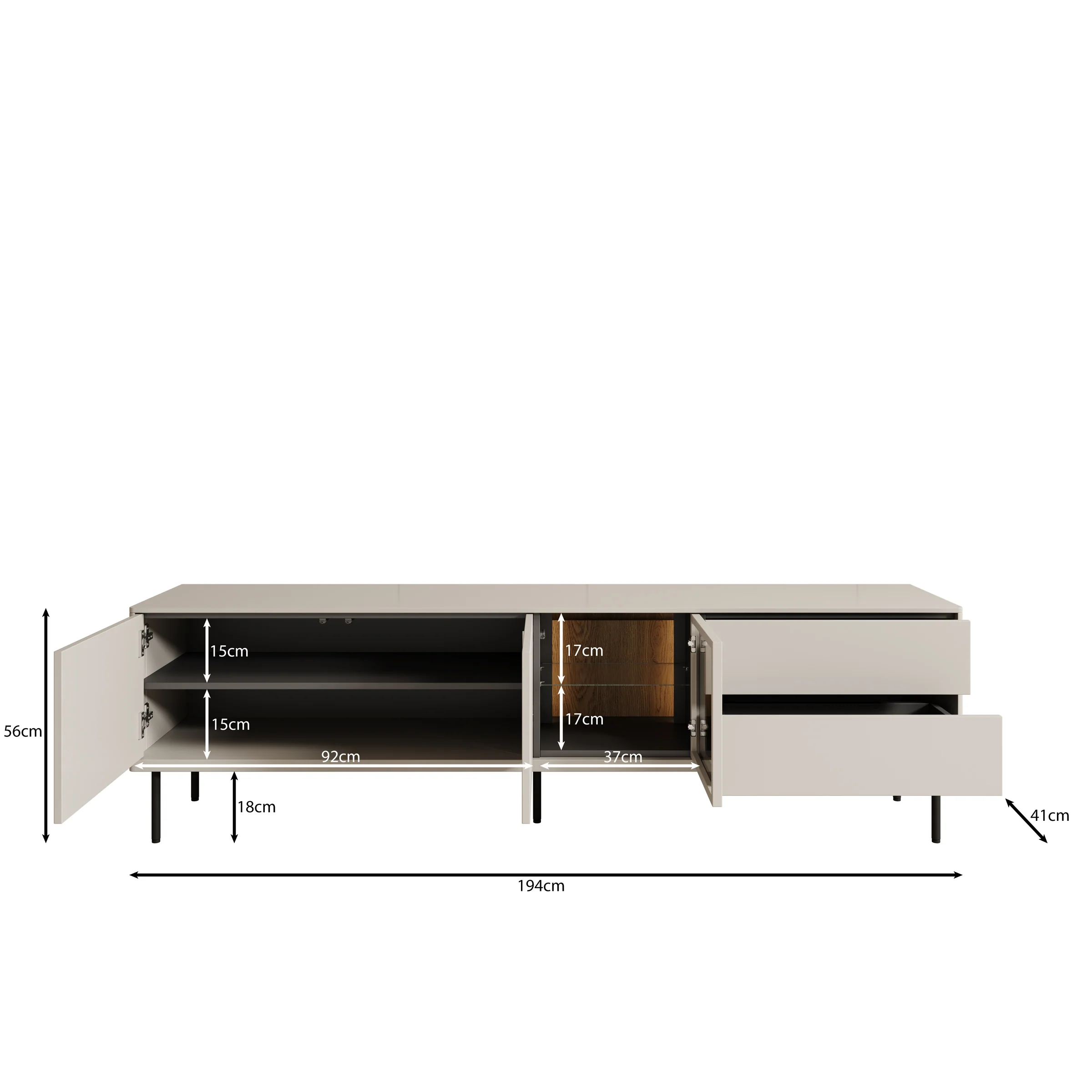 Estrella - TV-Meubel - Beige - 194x41x56 cm - Image 5