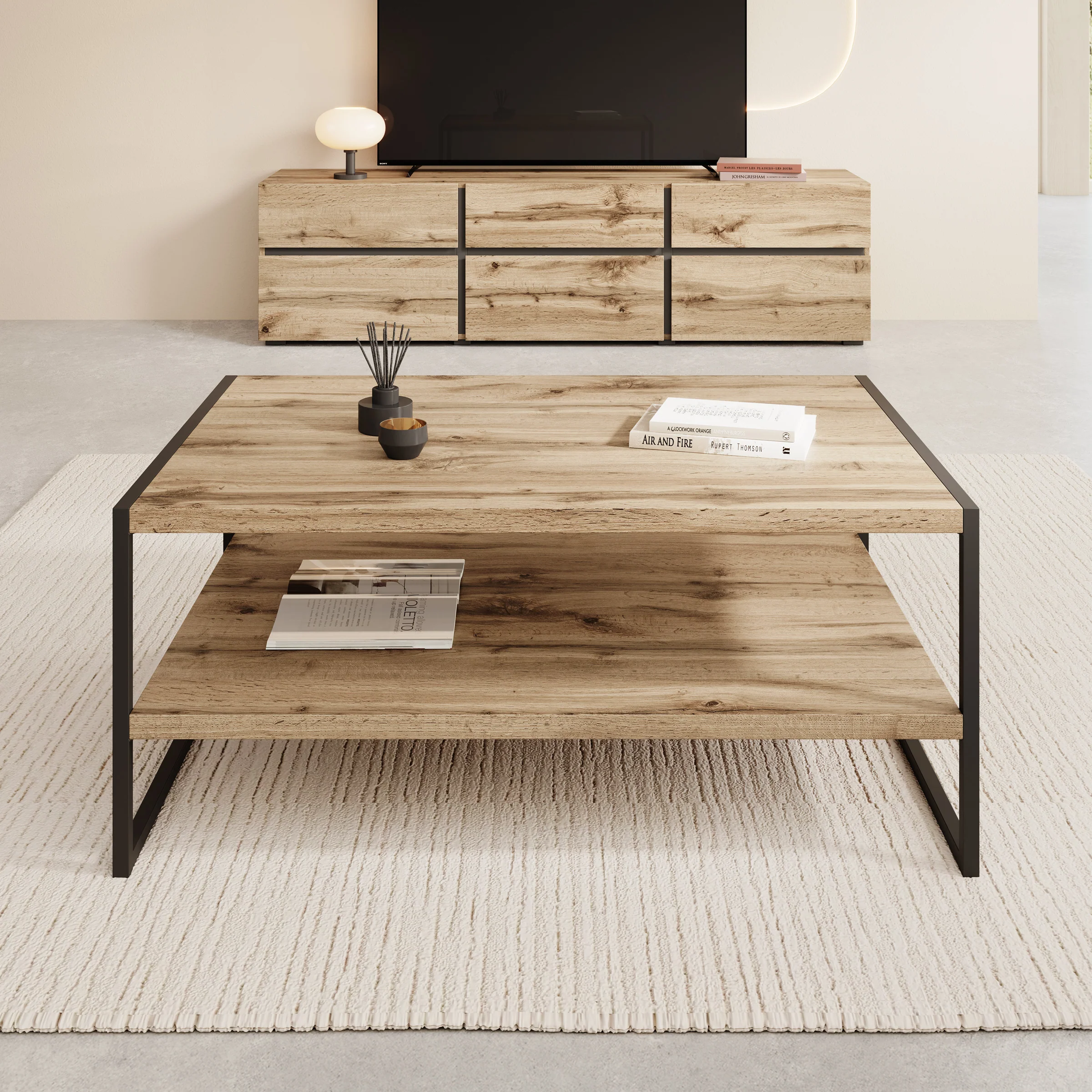 Etsu - Salontafel - Eikenpatroon - 100x65x43 cm - Image 2
