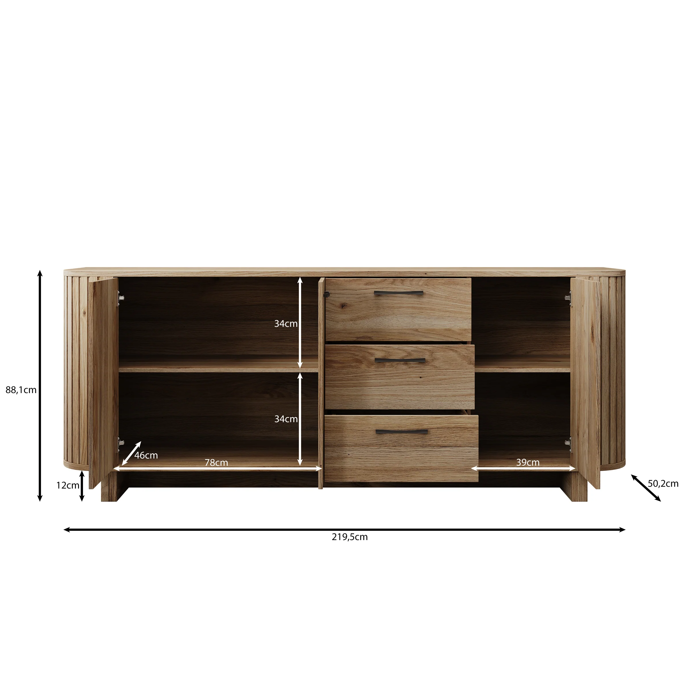 Falero - Dressoir - Eikenpatroon - 220x50x88 cm - Image 5