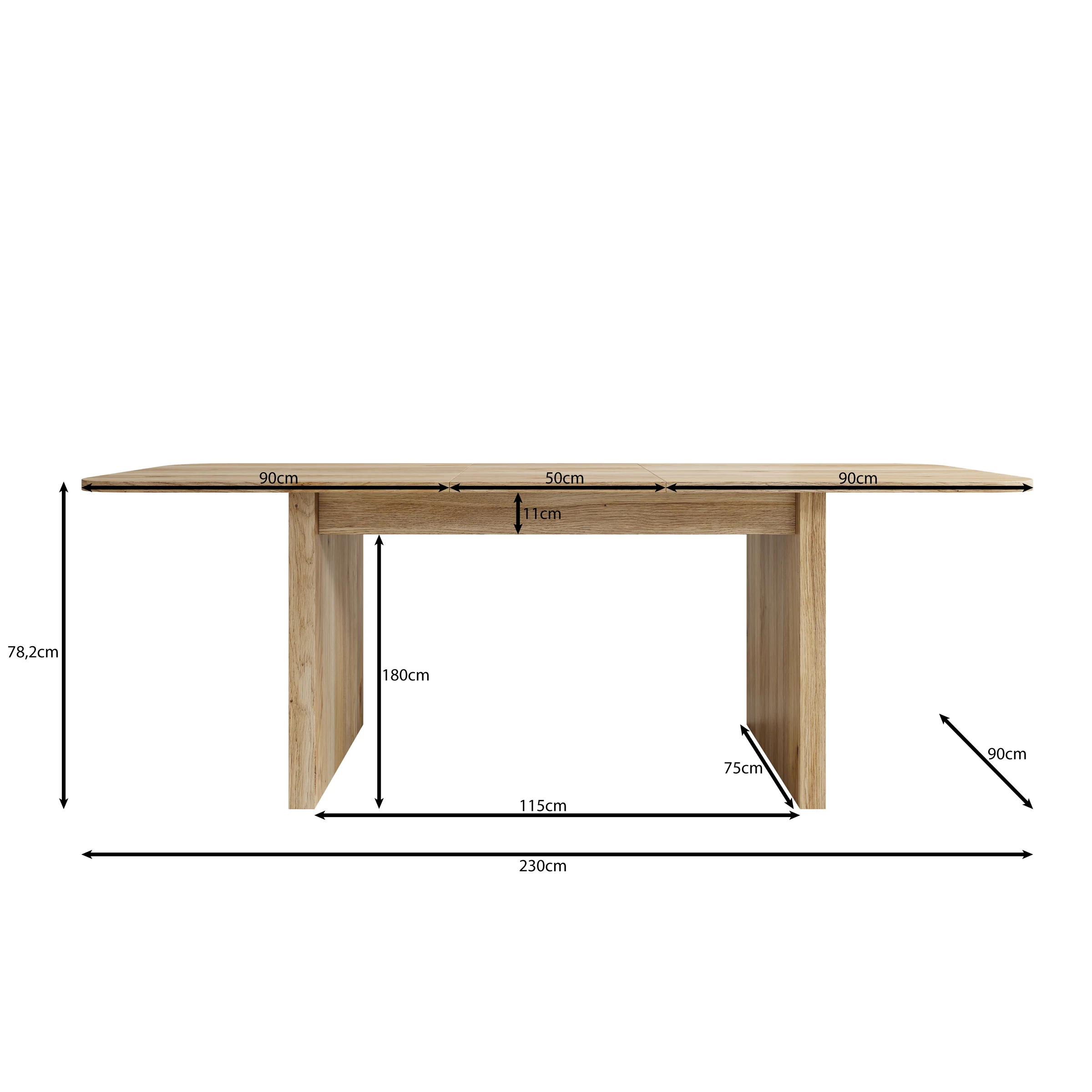Falero - Eetkamertafel - Eiken - 180x90x77 cm - Image 6