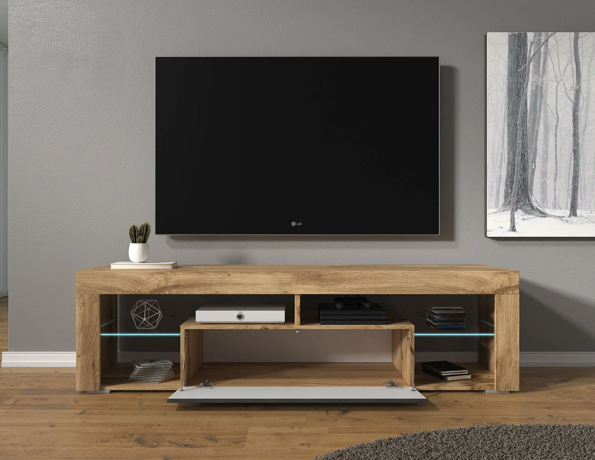 Fancy - TV-Meubel - Grijs/eiken  - 140 cm - Image 3