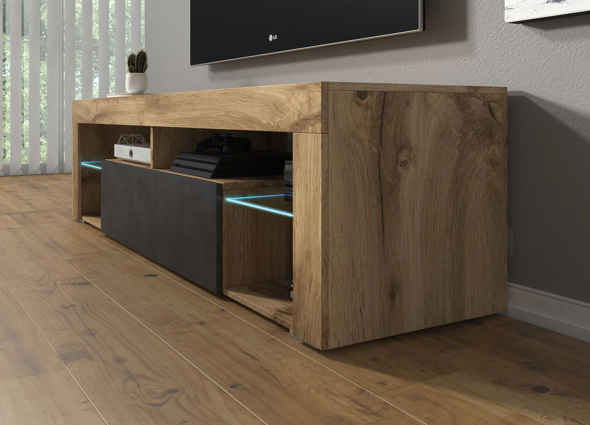 Fancy - TV-Meubel - Grijs/eiken  - 140 cm - Image 4