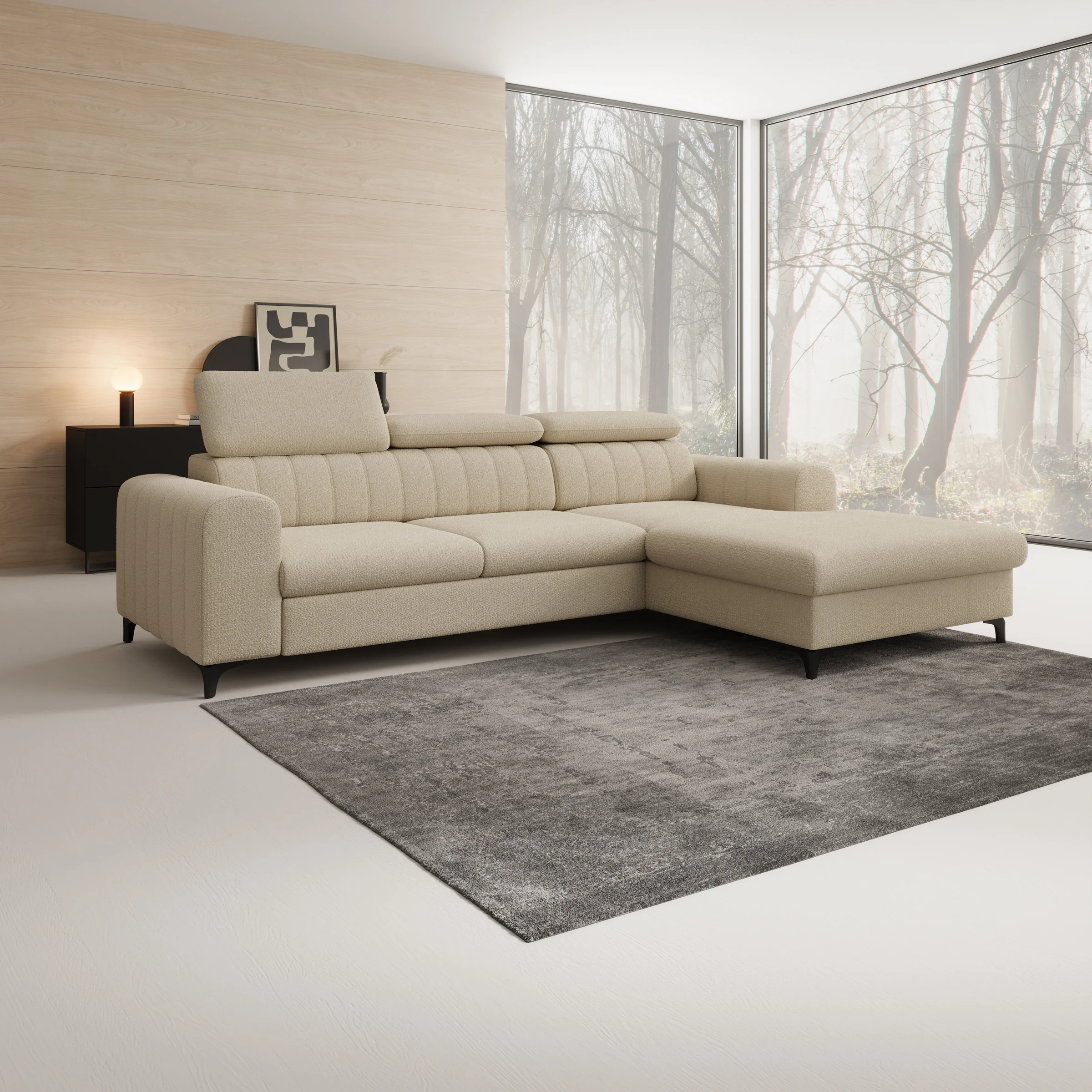 Fanoe - Hoekbank 3-zits met chaise longue - Stof beige - Rechts