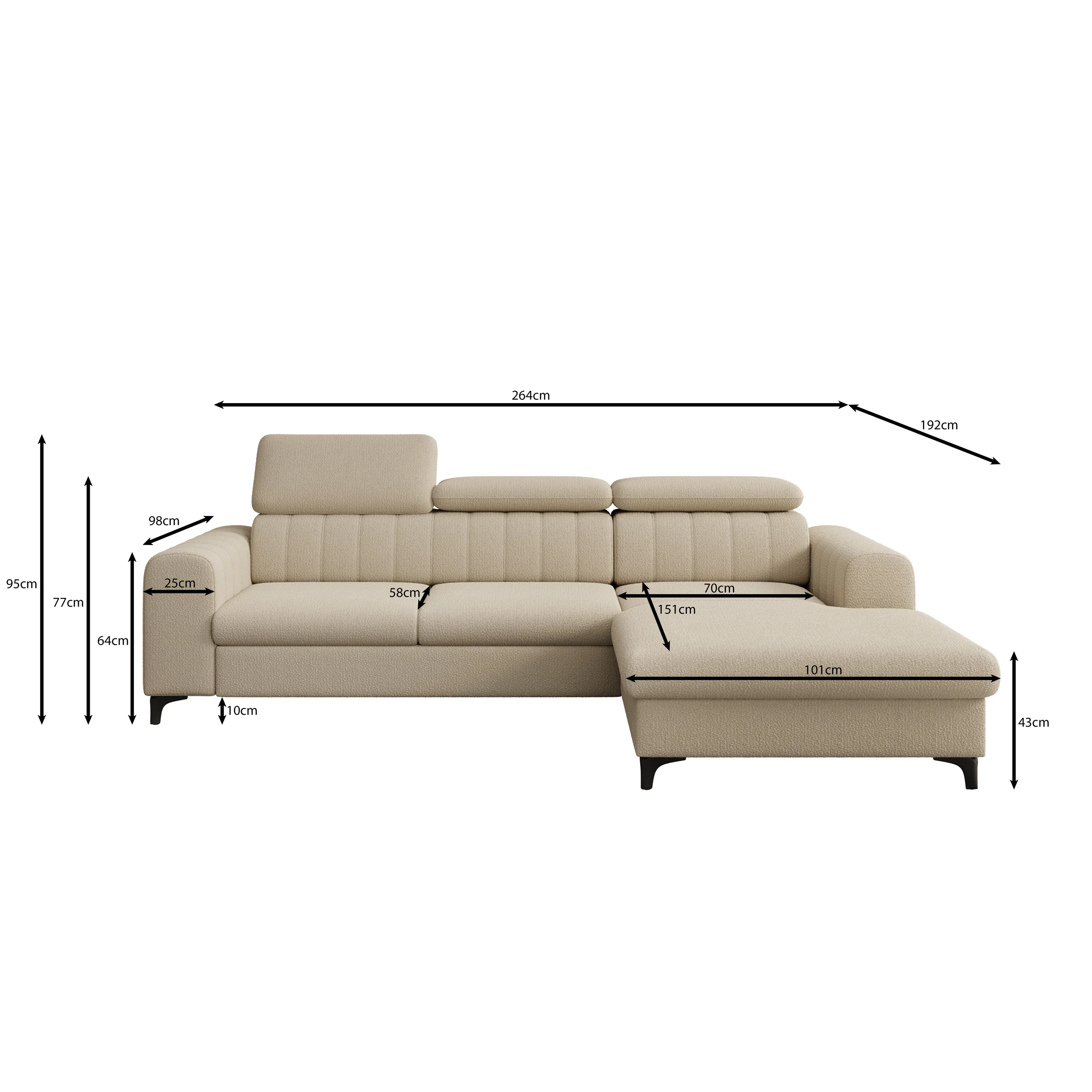 Fanoe - Hoekbank 3-zits met chaise longue - Stof beige - Rechts - Image 4