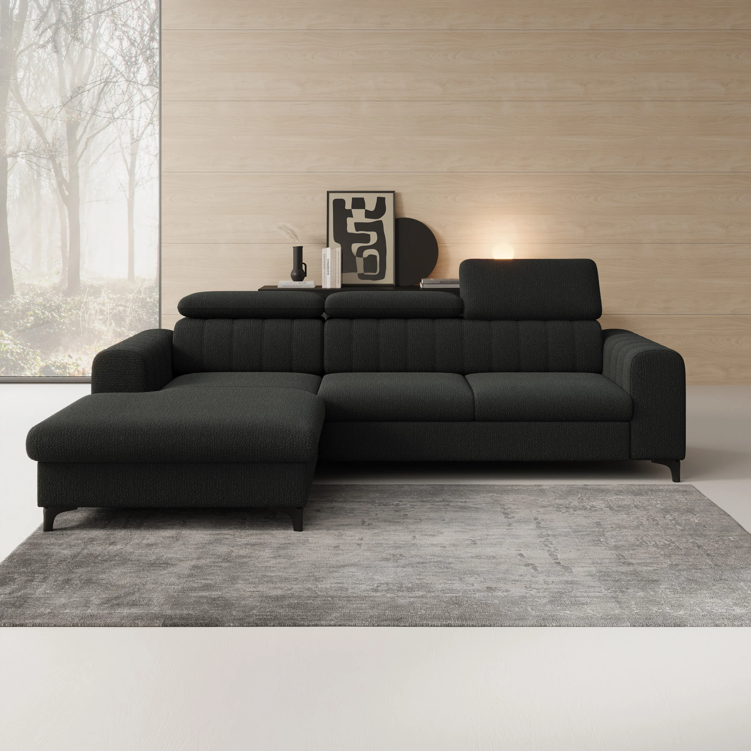 Fanoe - Hoekbank 3-zits met chaise longue - Stof zwart - Links - Image 2