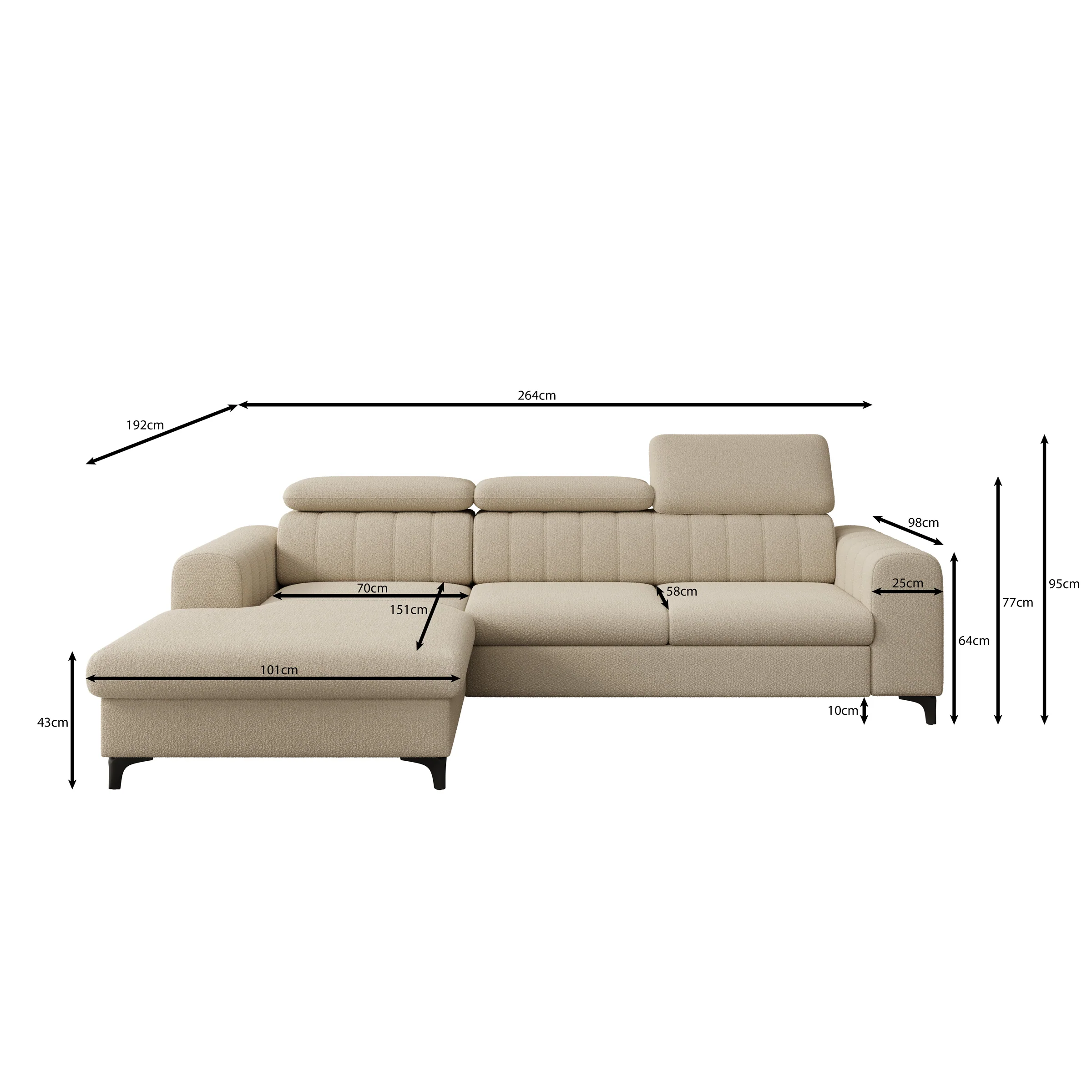 Fanoe - Hoekbank 3-zits met chaise longue - Stof zwart - Links - Image 4