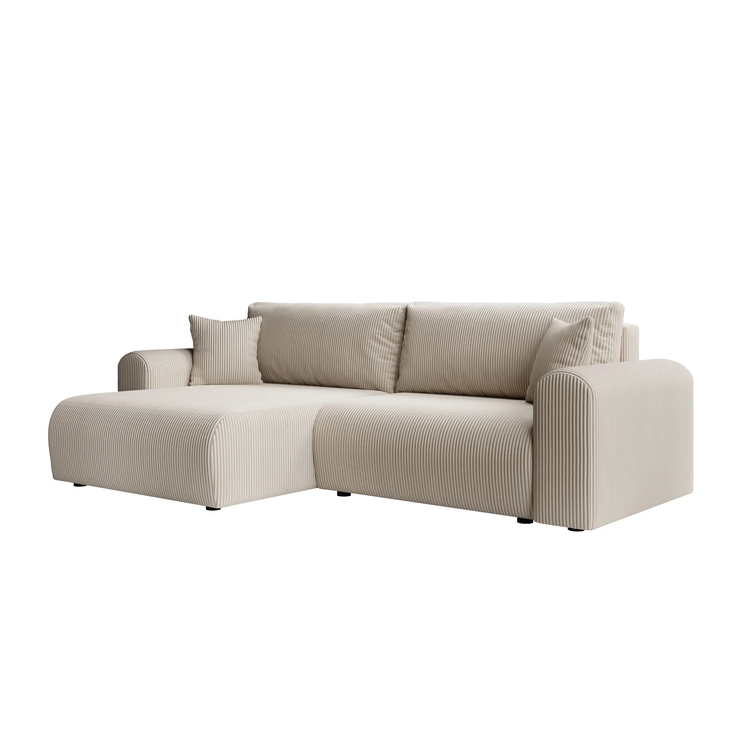 Fayel - Hoekbank 2-zits met chaise longue - Ribstof beige - Image 5