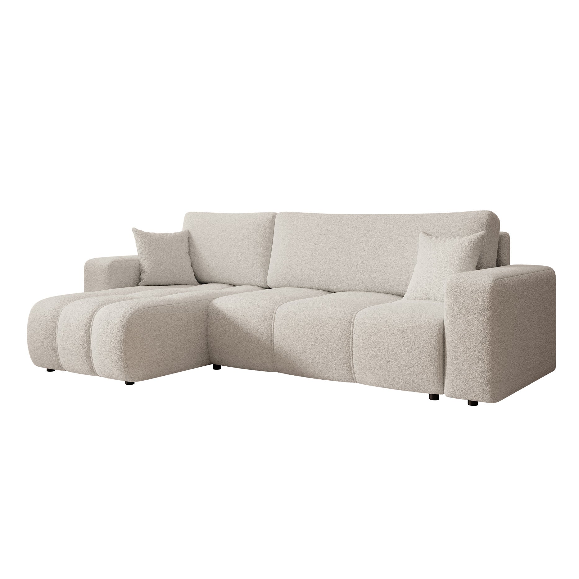 Feather - Hoekbank 3-zits met chaise longue - Teddystof wit - Universeel - Image 6