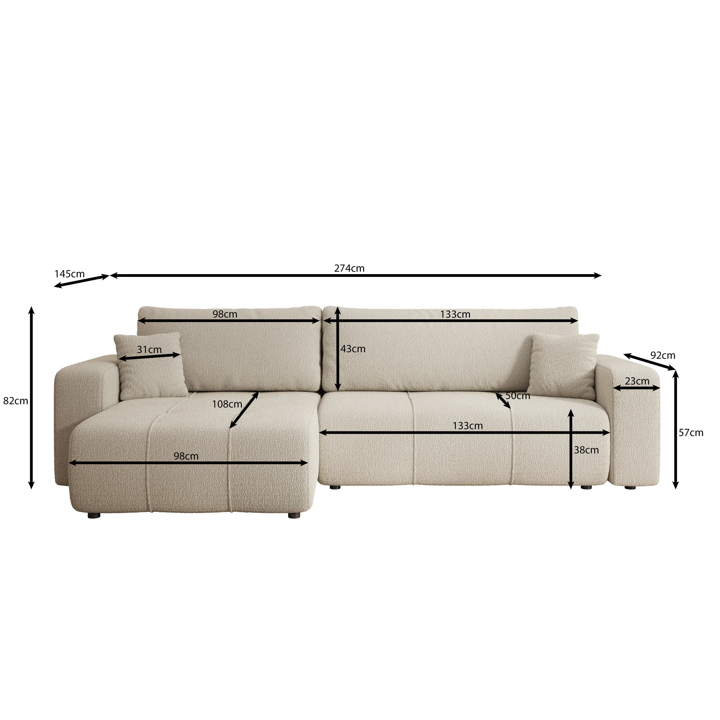 Feather Maxi - Hoekbank - Teddystof beige - Universeel - Image 6