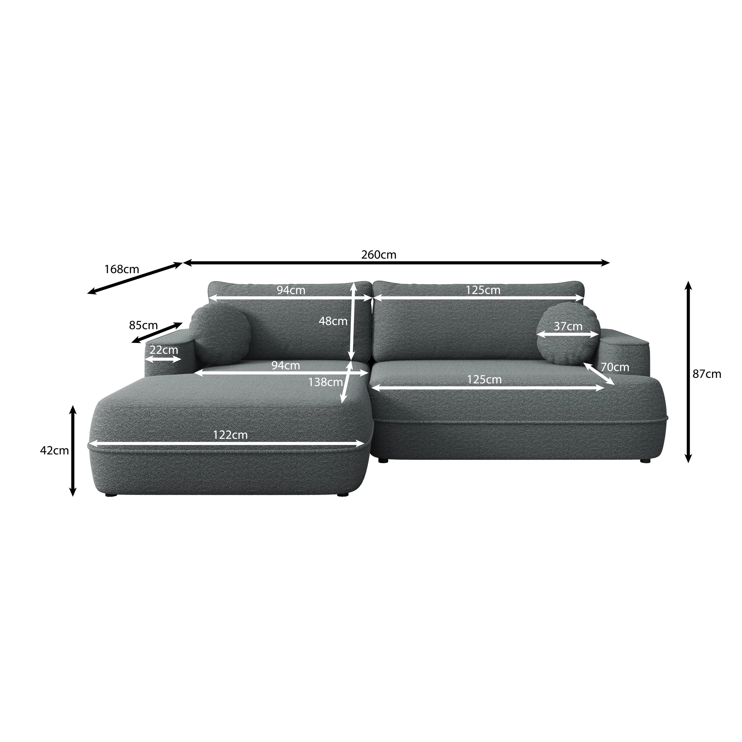 Fensa - Hoekbank 3-zits met chaise longue - Stof beige - Links - Image 3