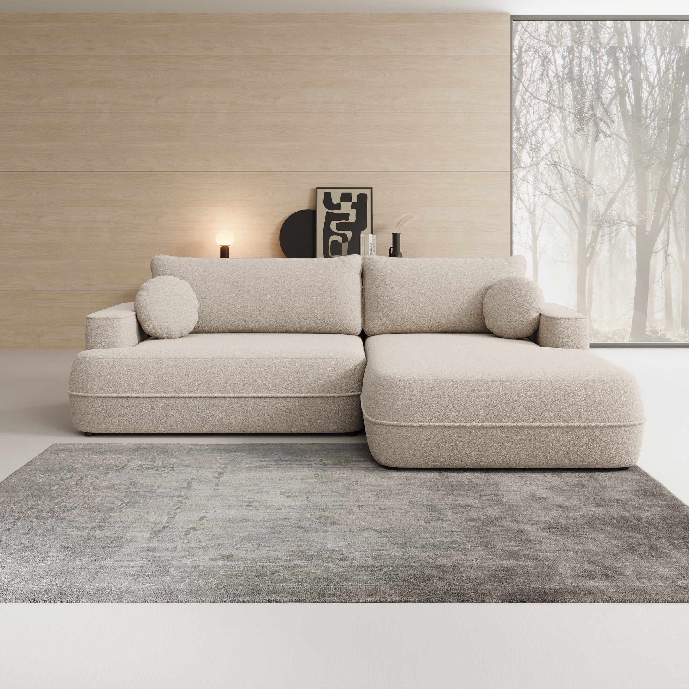 Fensa - Hoekbank 3-zits met chaise longue - Stof beige - Rechts - Image 2