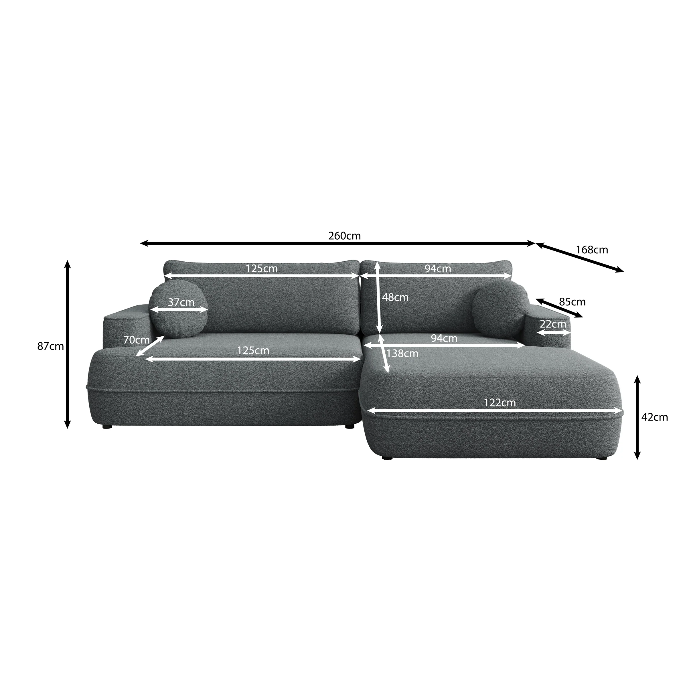 Fensa - Hoekbank 3-zits met chaise longue - Stof beige - Rechts - Image 3