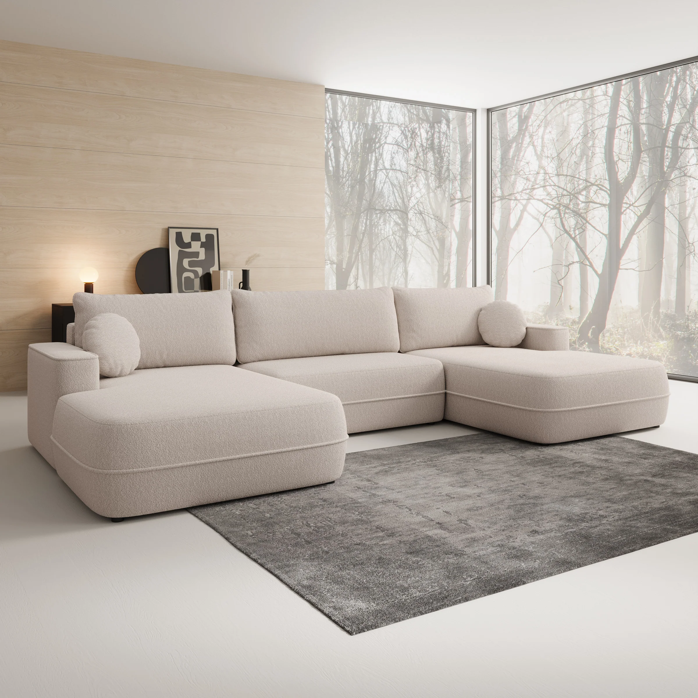 Fensa XL - Hoekbank 5-zits met chaise longue - Stof beige