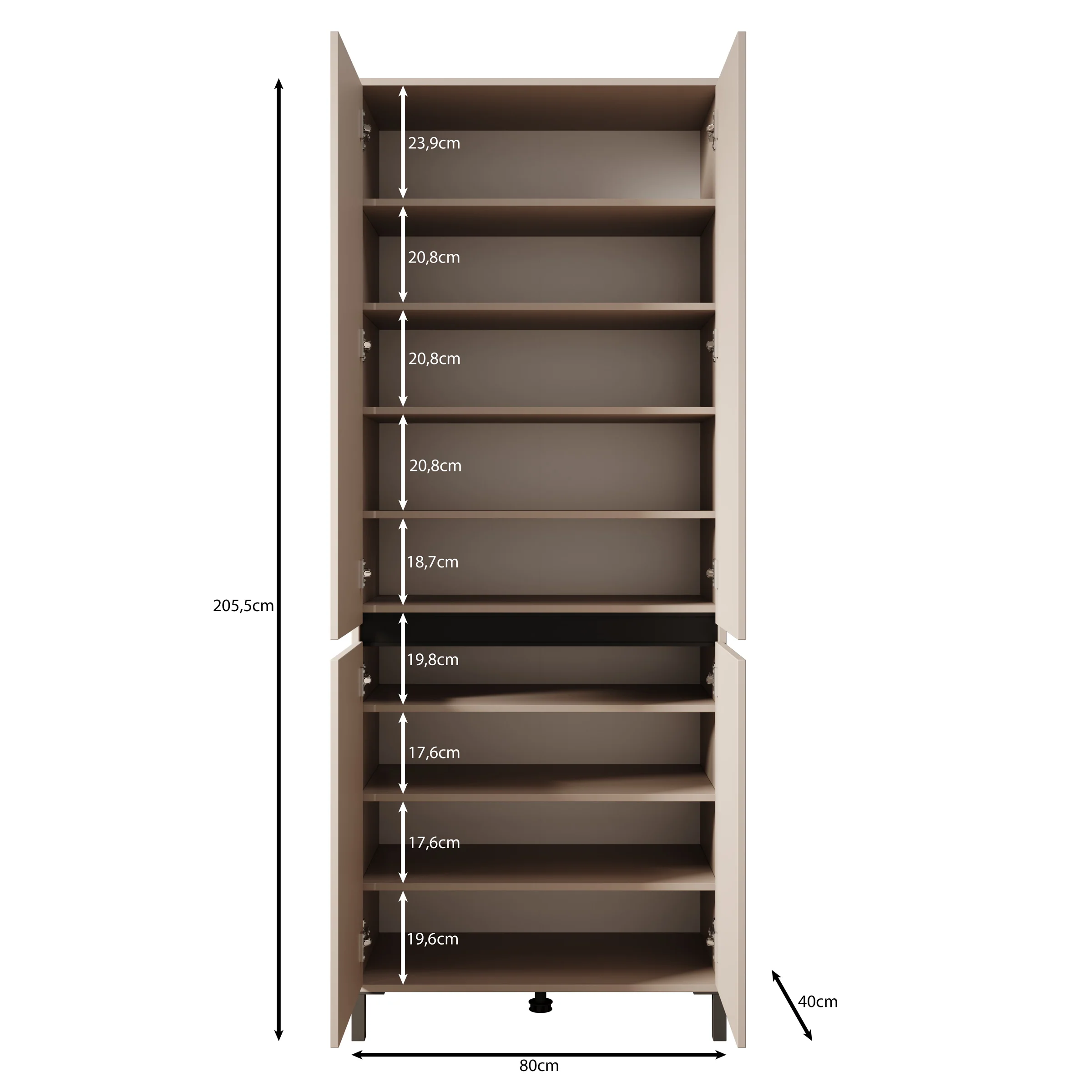 Finta - Schoenenkast - Eiken - 80x40x206 cm - Image 5