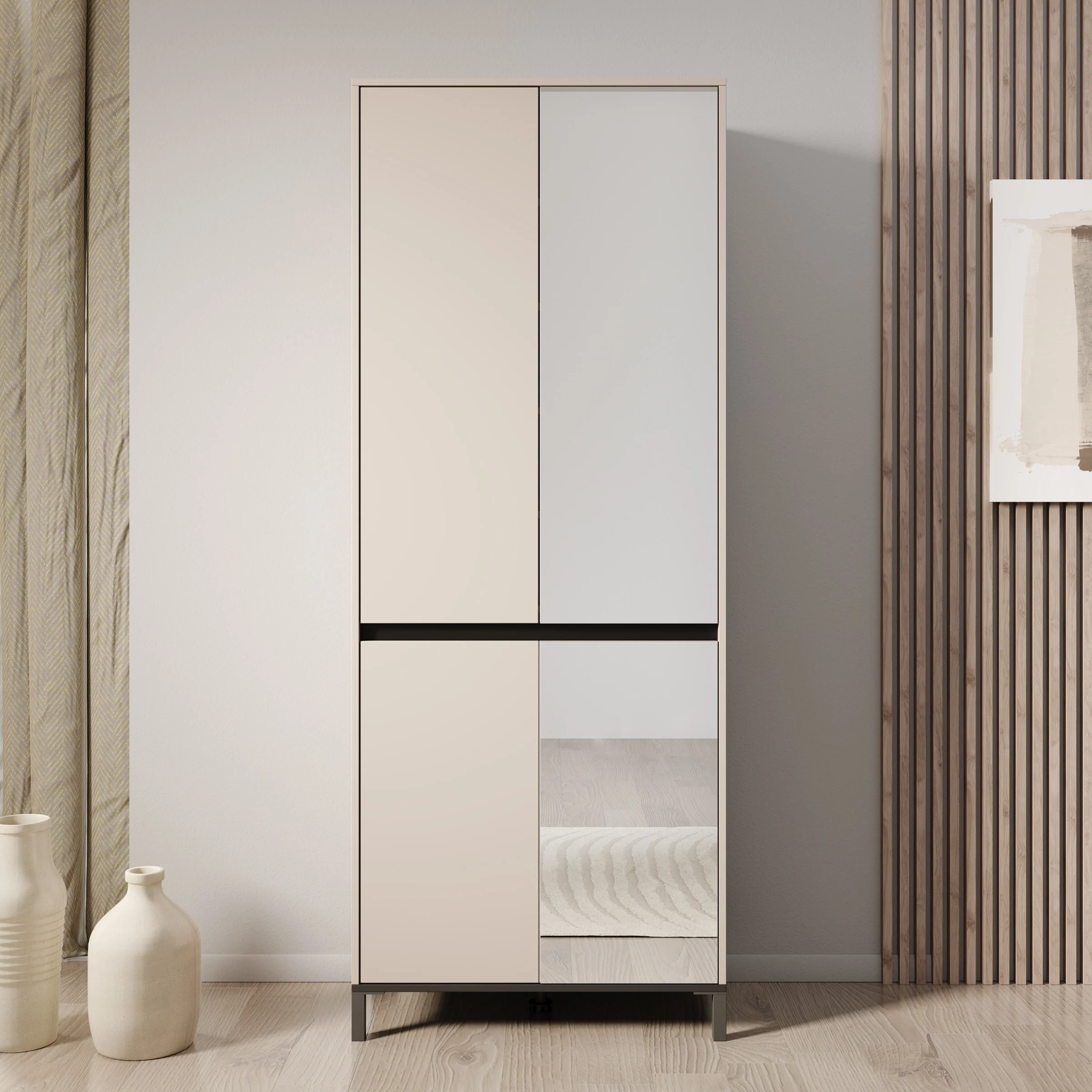 Finta - Schoenenkast met spiegel - Beige - 80x40x206 cm - Image 3