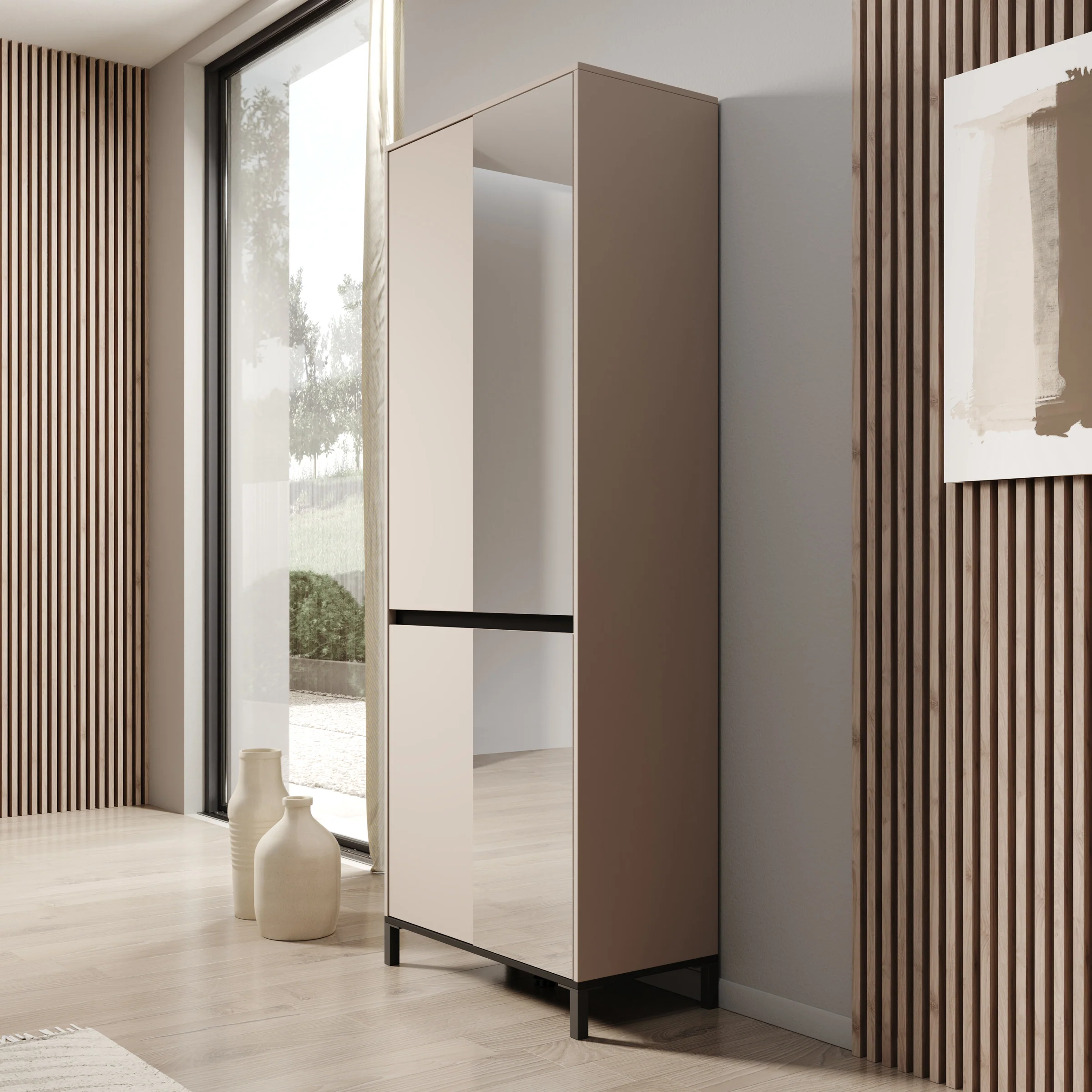Finta - Schoenenkast met spiegel - Beige - 80x40x206 cm - Image 4
