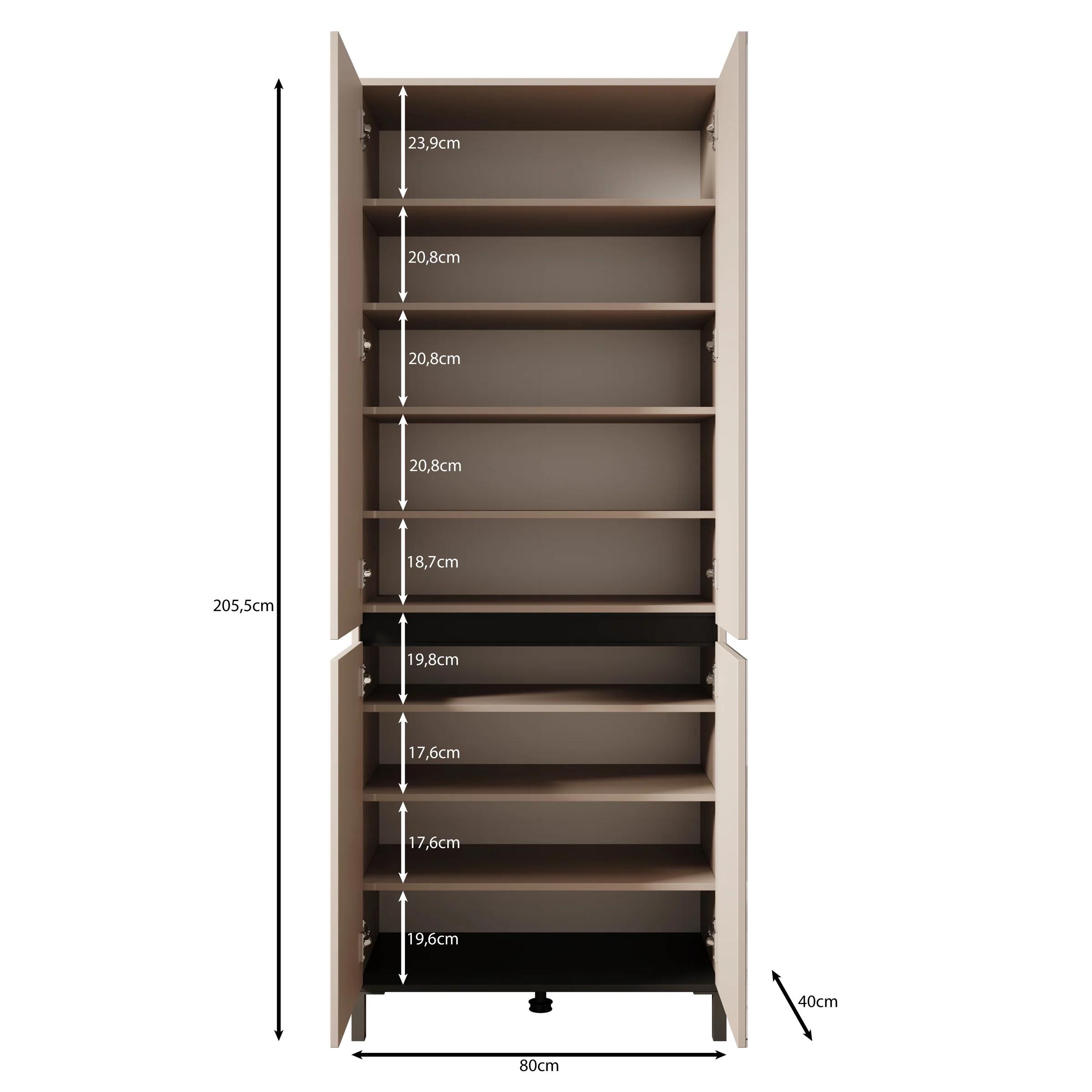 Finta - Schoenenkast met spiegel - Beige - 80x40x206 cm - Image 5