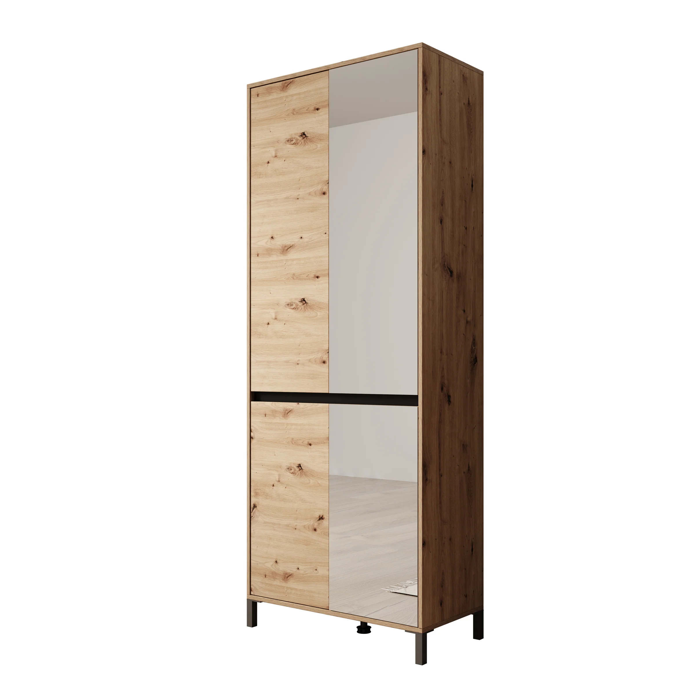 Finta - Schoenenkast met spiegel - Eiken - 80x40x206 cm - Image 6