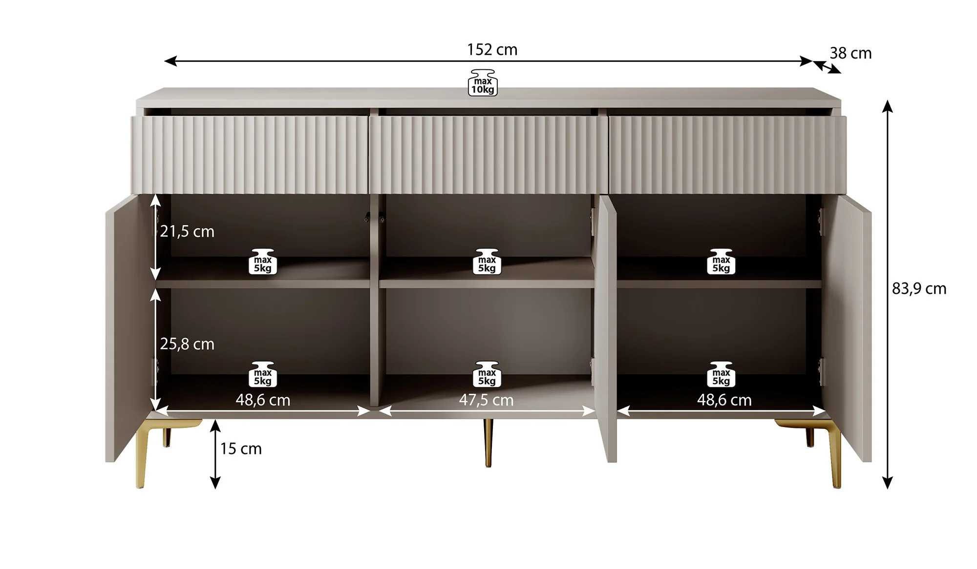 Five - Dressoir - Beige - 152x38x84 cm - Image 5