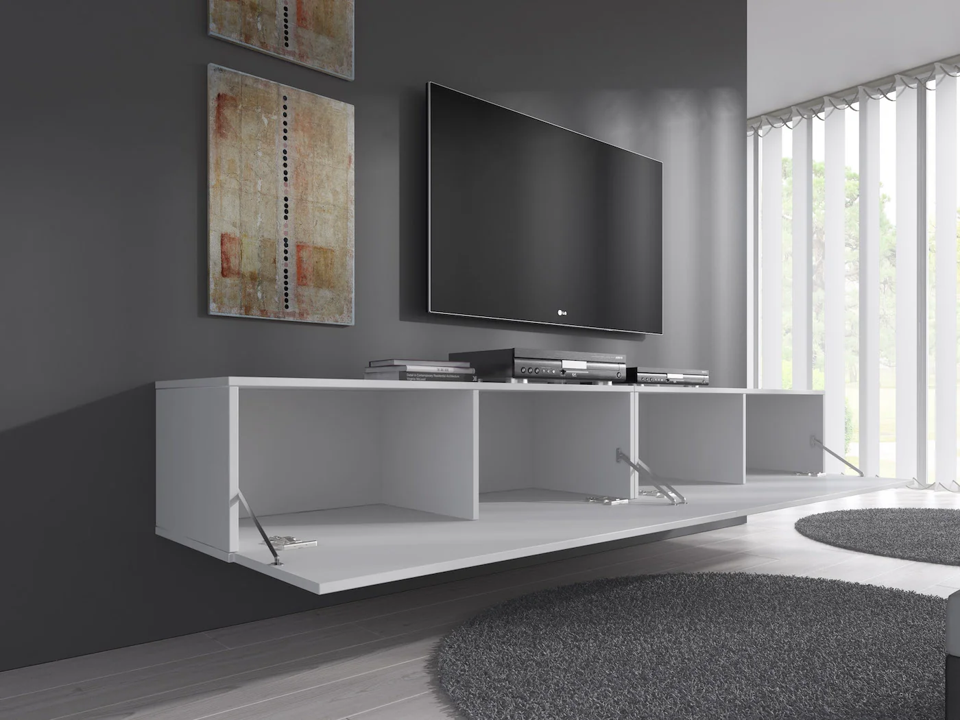 Flame - TV-Meubel - Wit - 200 cm - Image 2