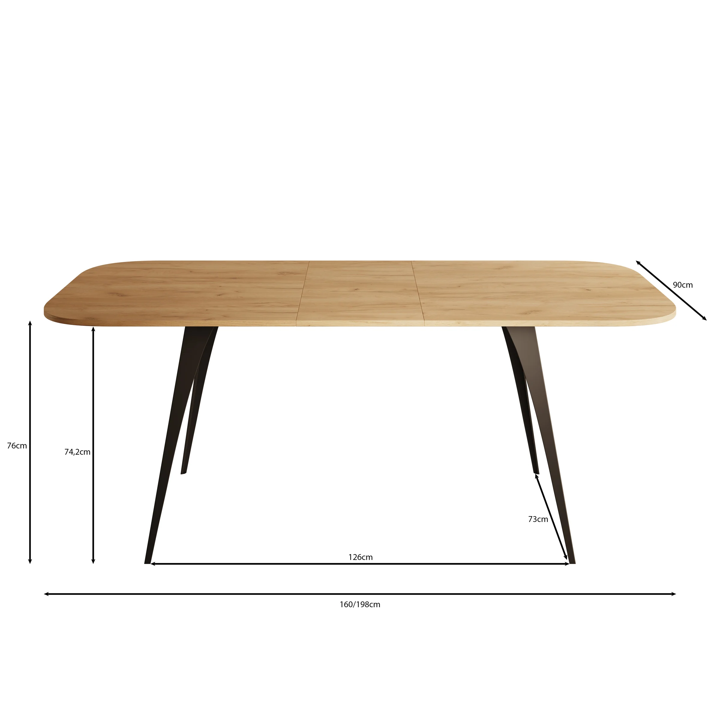 Flix - Eetkamertafel - Eiken - 160x90x76 cm - Image 4