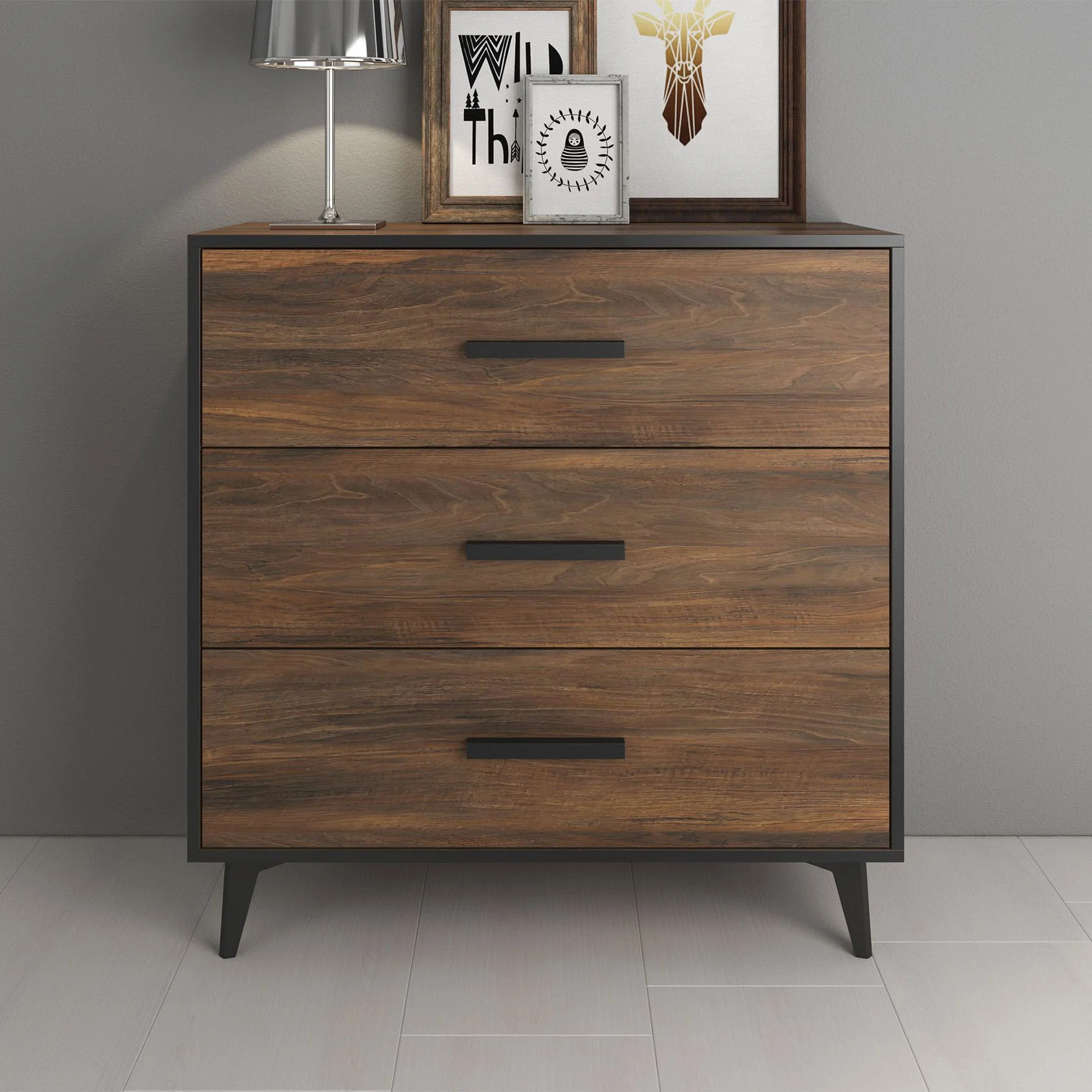 Frey - Ladekast - Donker eiken/zwart - 91x40x95 cm - Image 3
