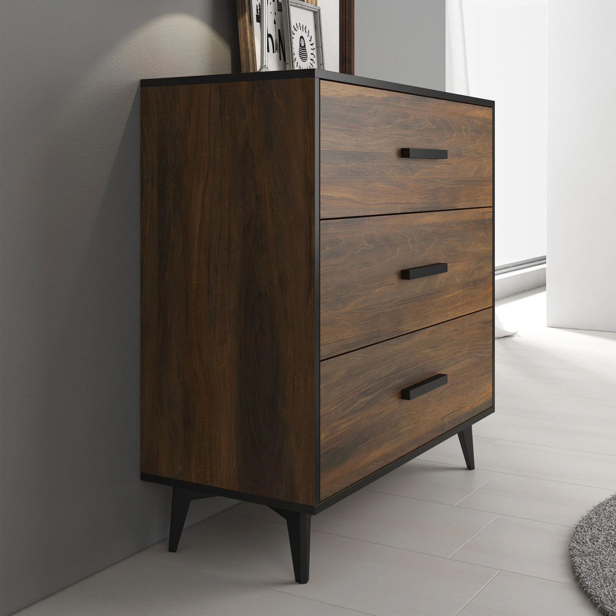 Frey - Ladekast - Donker eiken/zwart - 91x40x95 cm - Image 4