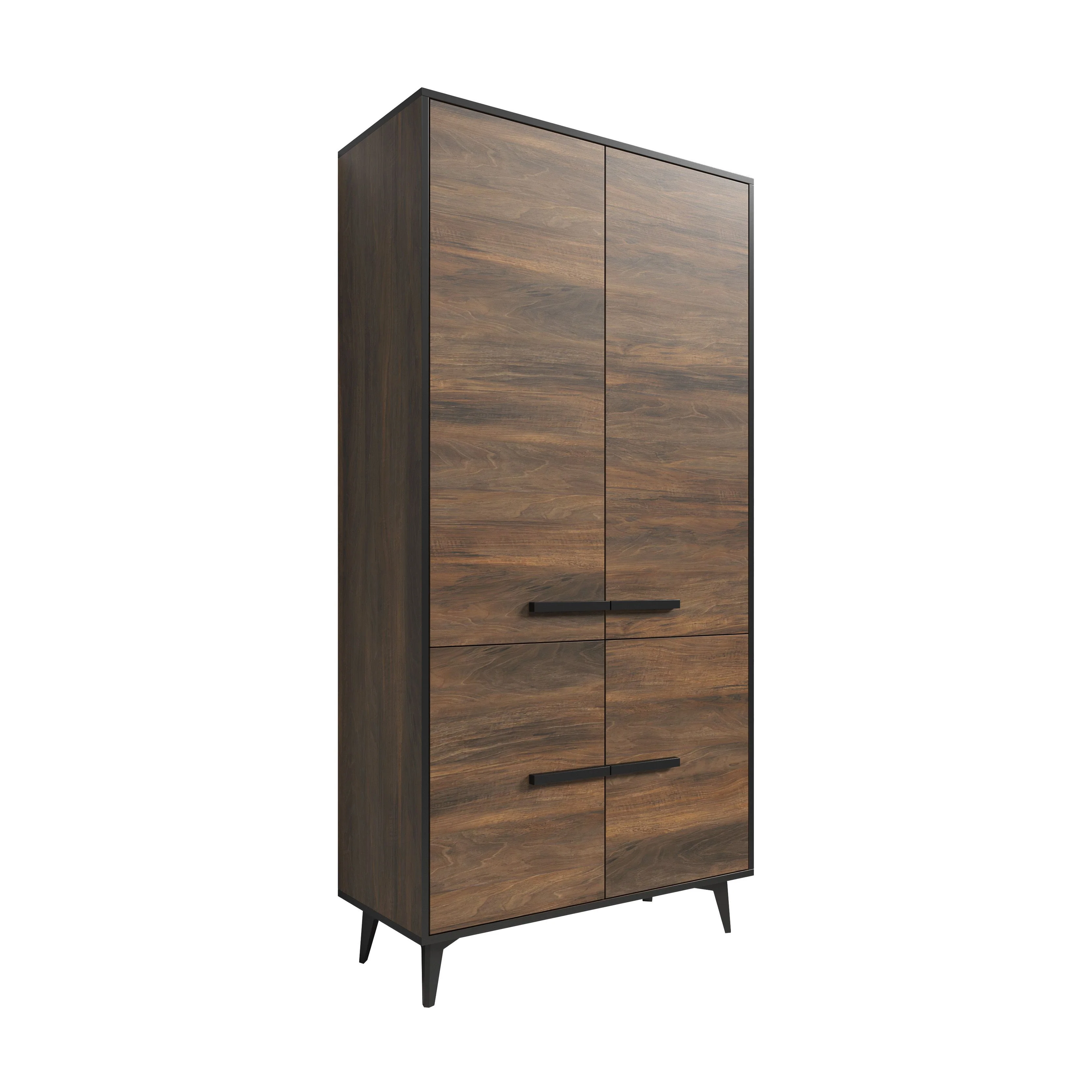 Frey - Opbergkast 4 deuren - Donker eiken/zwart - 91x40x185 cm - Image 6