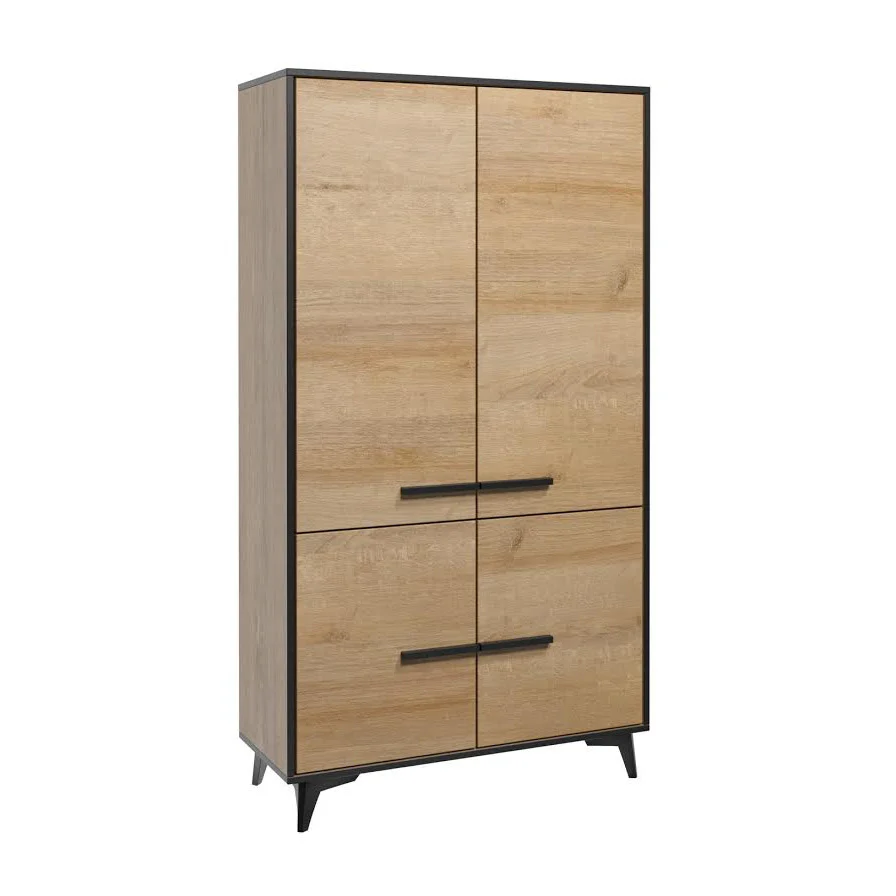 Frey - Opbergkast 4 deuren - Licht eiken/zwart - 91x40x185 cm - Image 6