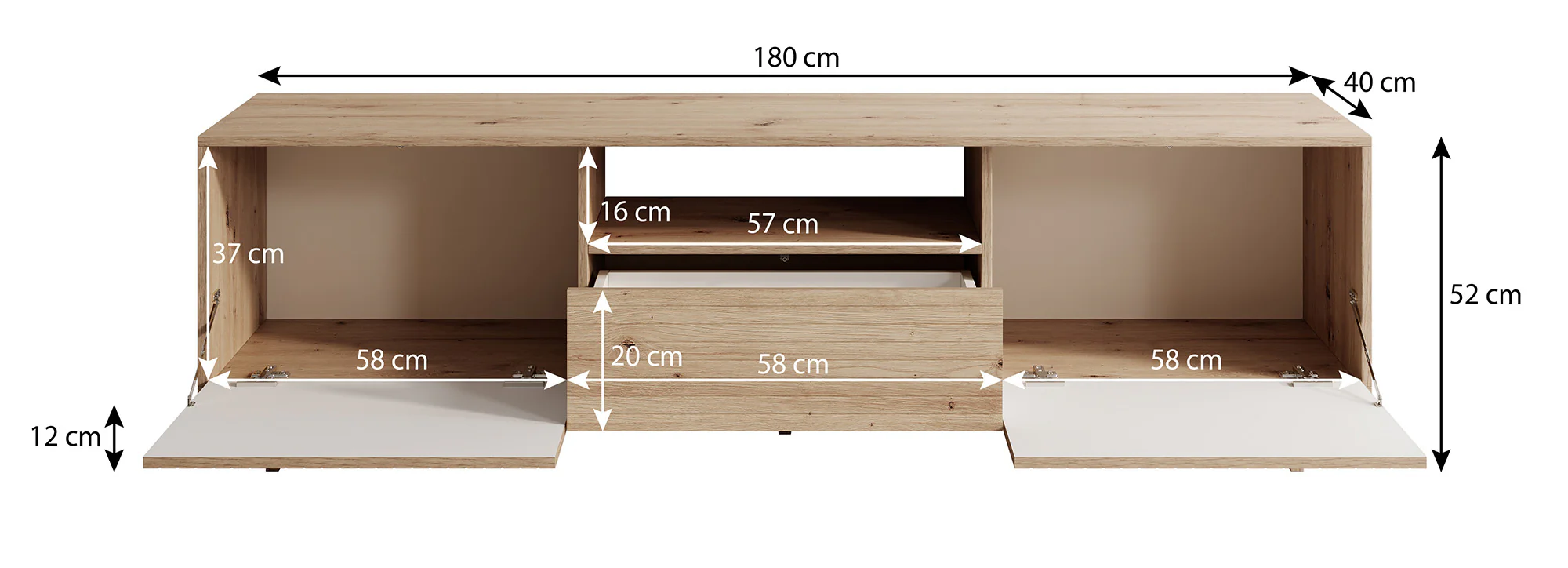 Fuzeta - TV-Meubel - Eiken - 180 cm - Image 5