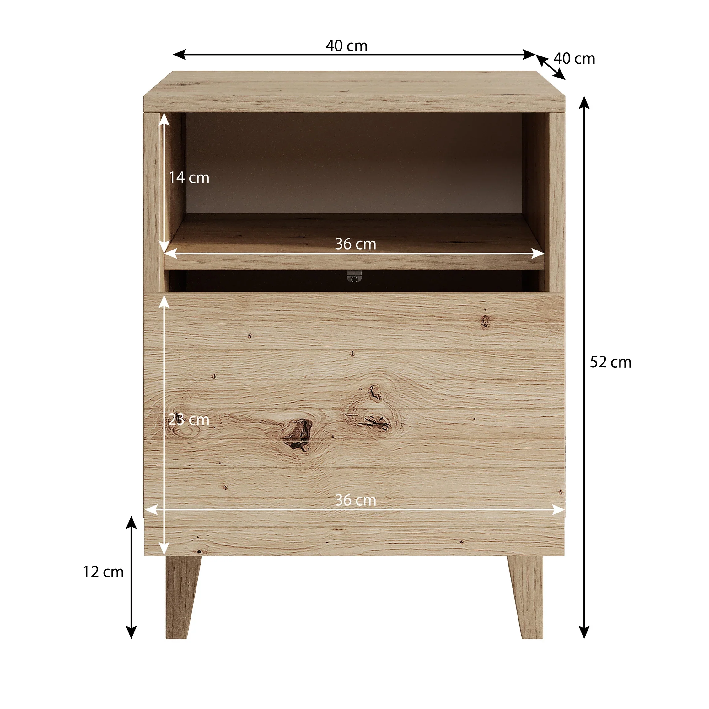 Fuzete - Nachtkastje - Eiken - 40x40x52 - Image 4