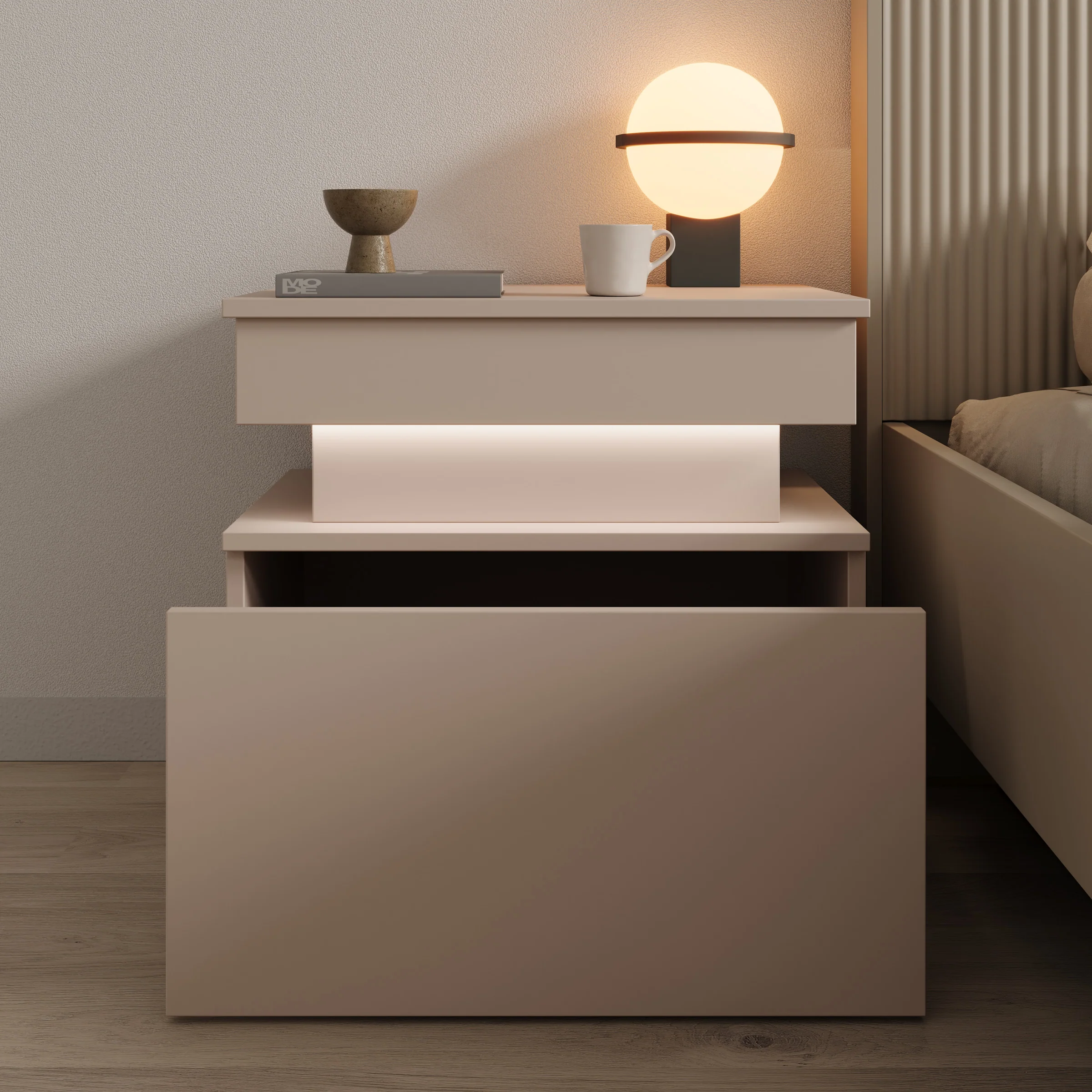 Galan - Nachtkastje - Beige - 55x39x51 cm - Image 2