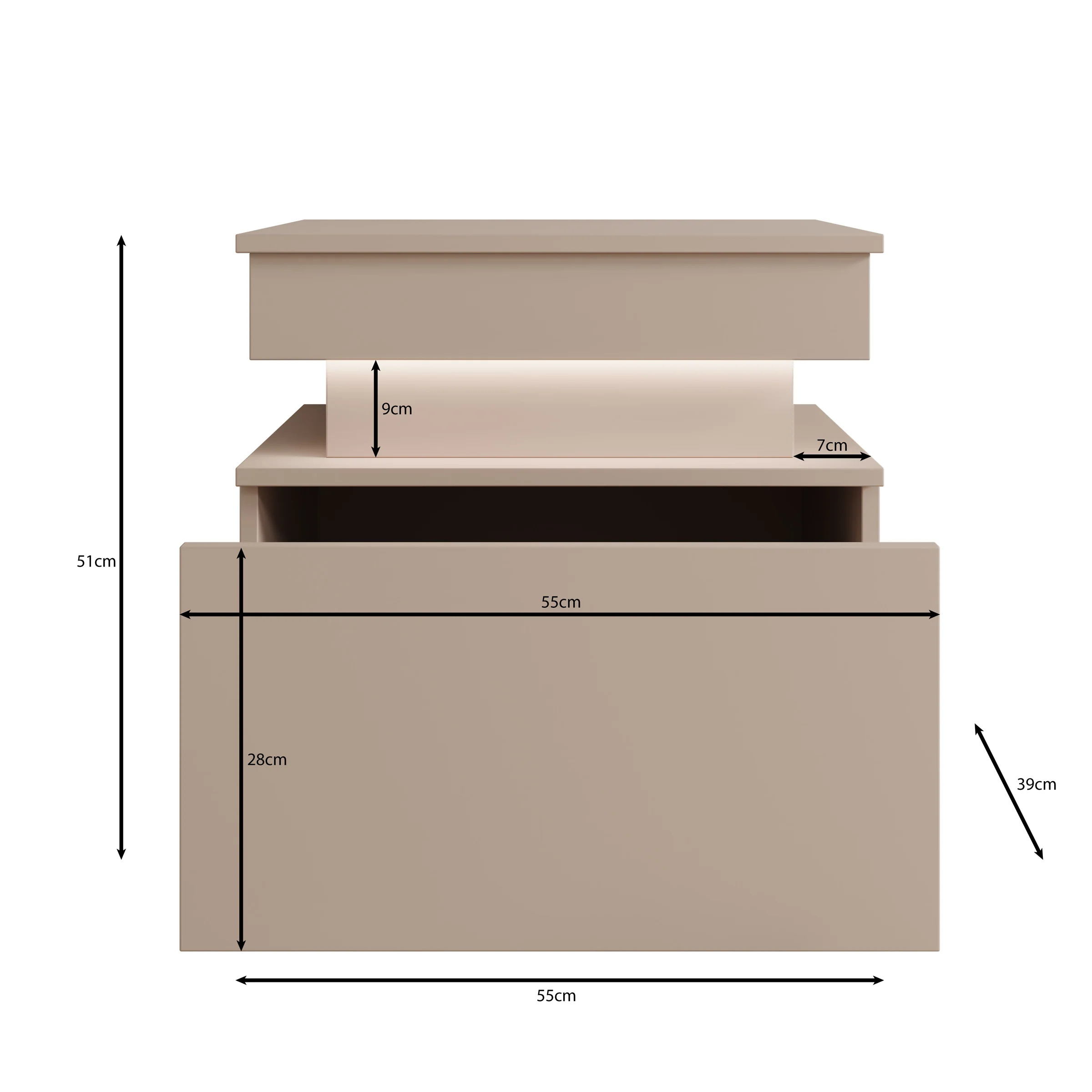 Galan - Nachtkastje - Beige - 55x39x51 cm - Image 4
