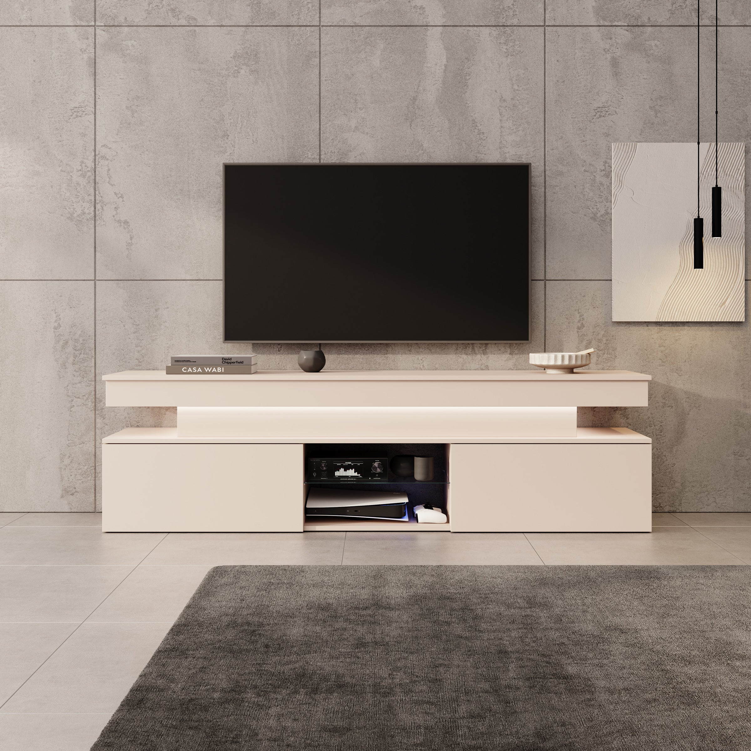 Galan - TV-Meubel met LED - Beige - 190x39x54 cm - Image 3