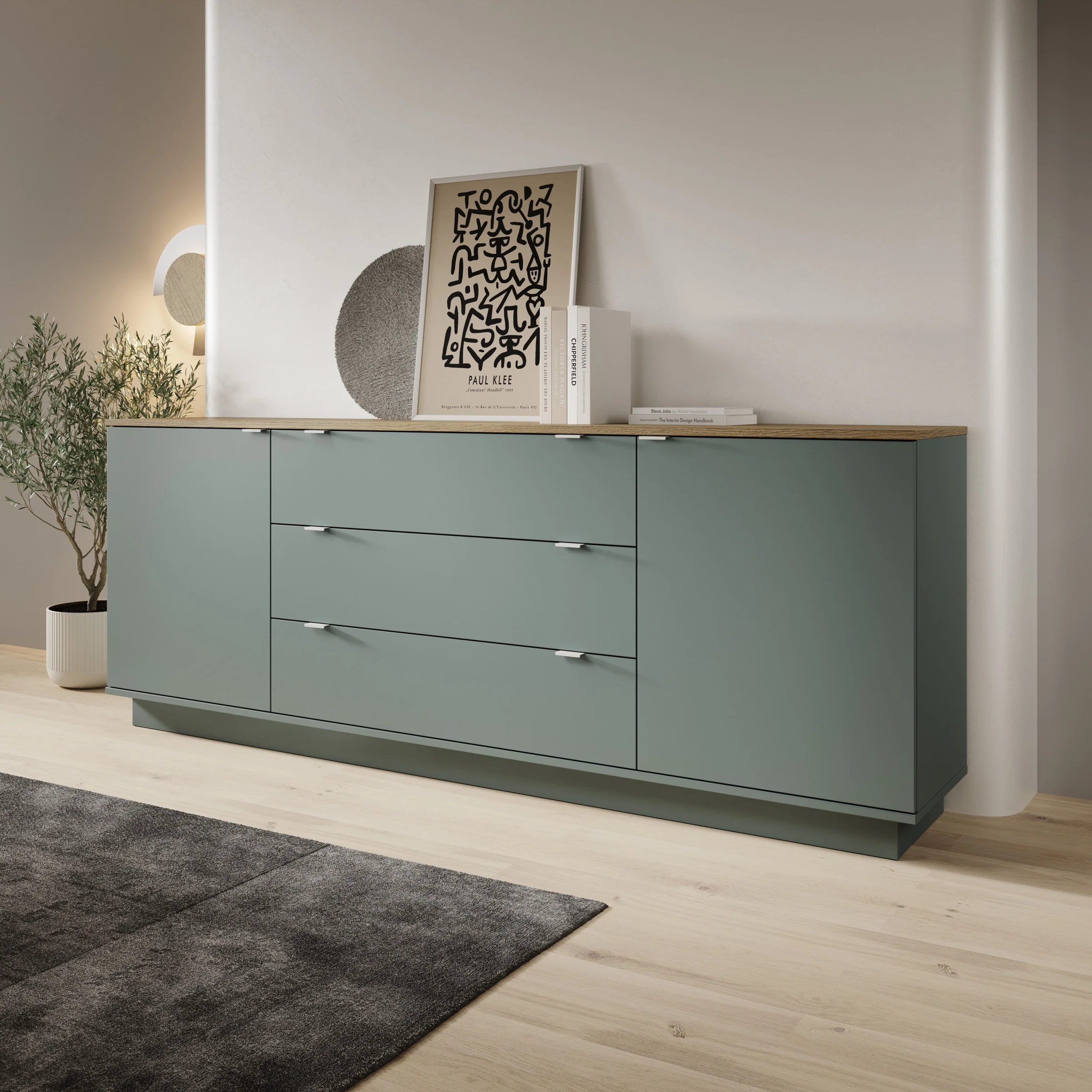 Galeno - Dressoir - Groen - 225x41x86 cm