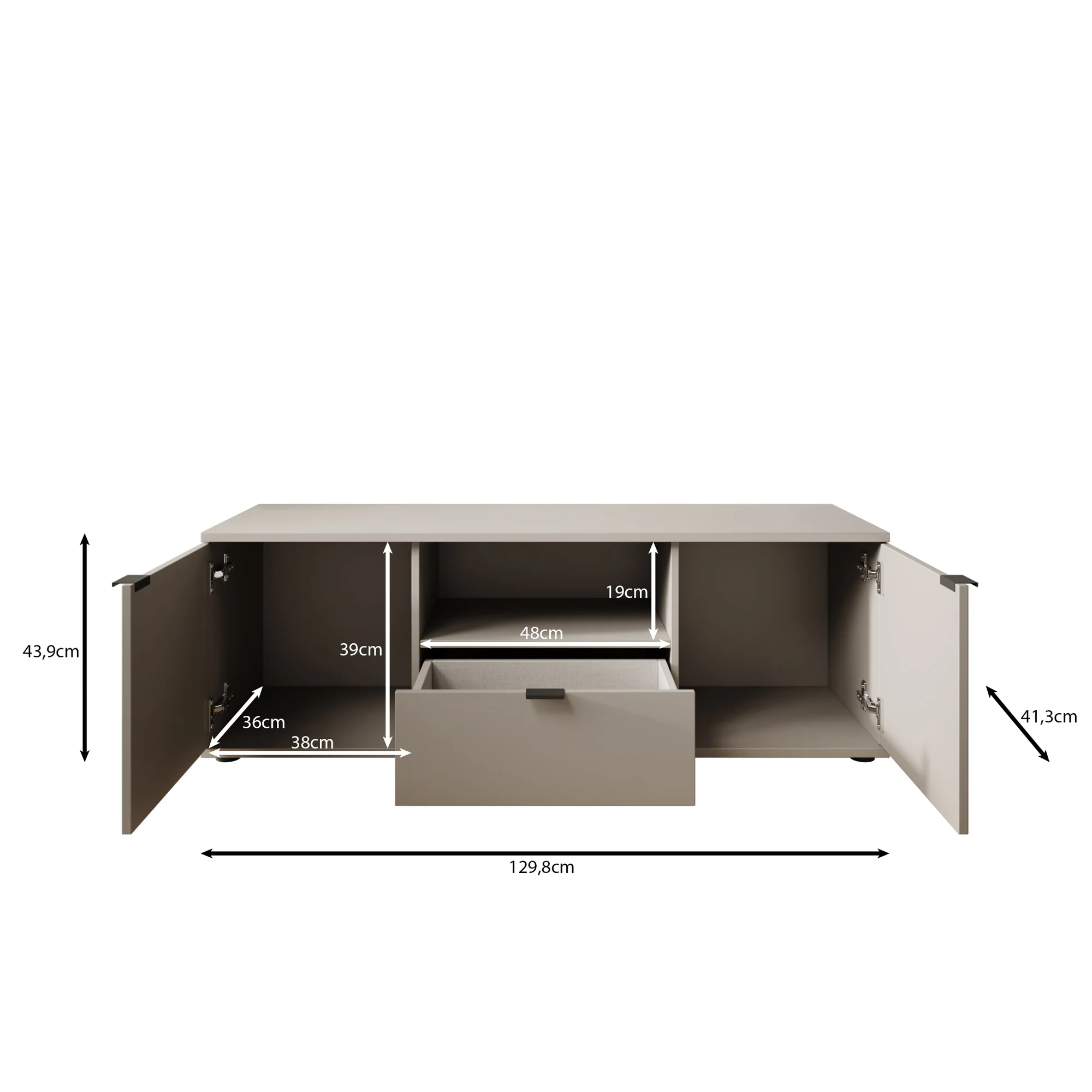 Galeno - TV-Meubel - Beige - 130x41x44 cm - Image 6