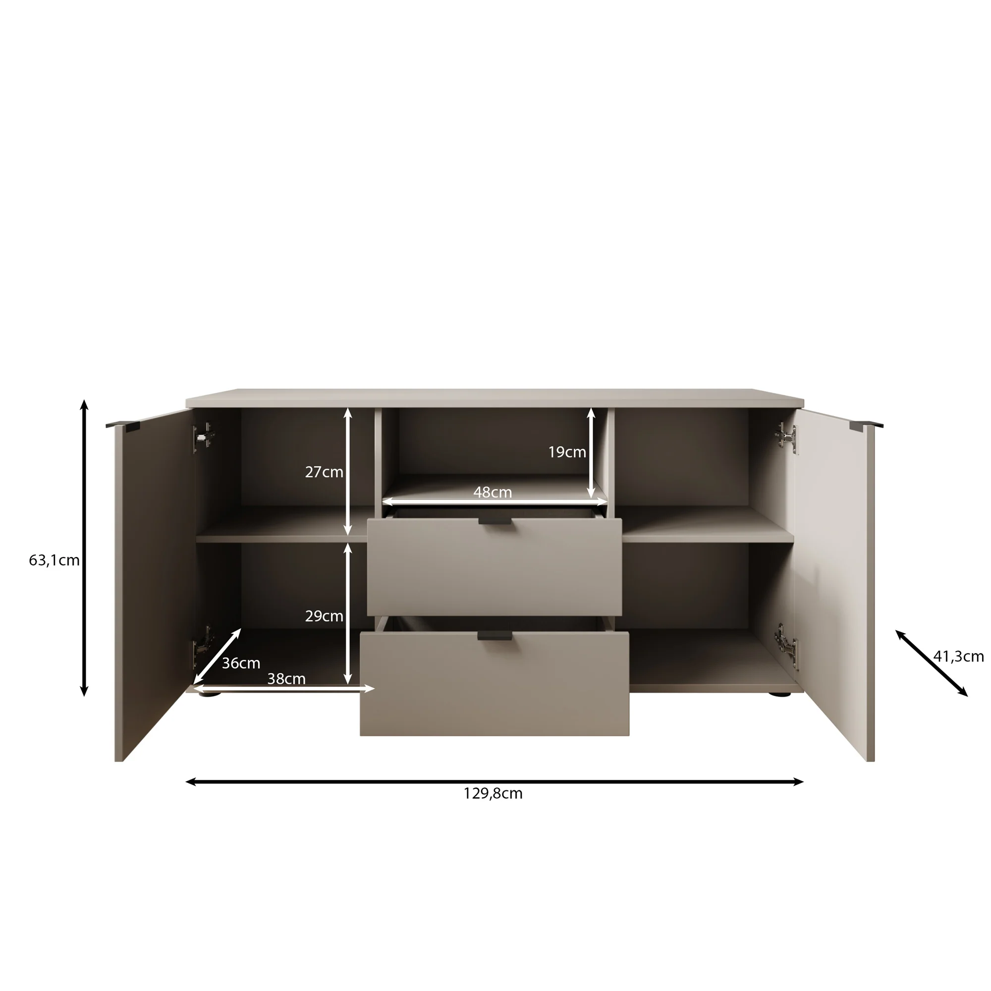 Galeno - TV-Meubel - Beige - 130x41x63 cm - Image 6