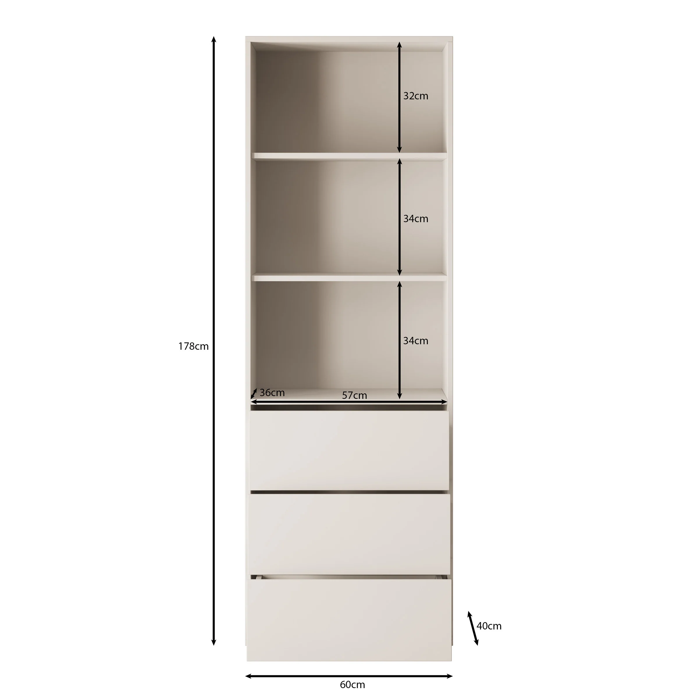 Gideon - Boekenkast - Beige - 60x40x178 cm - Image 5