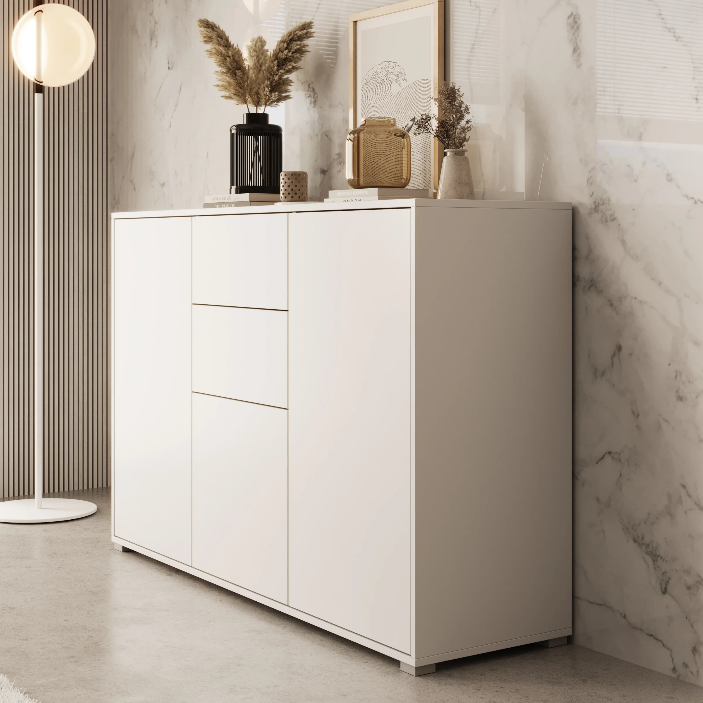 Gideon - Dressoir - Wit - 141x41x93 cm - Image 4