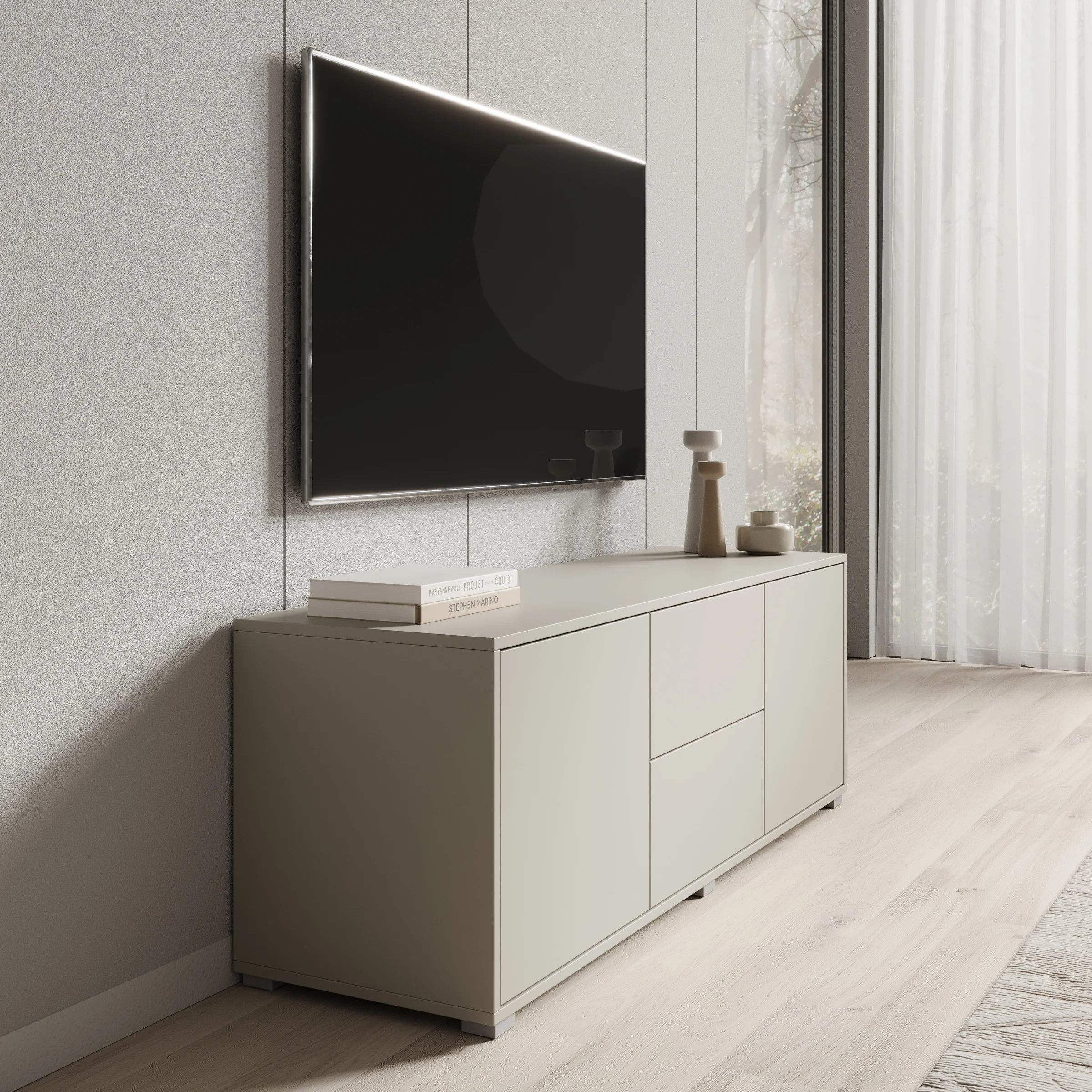 Gideon - TV-Meubel - Beige - 141x41x50 cm - Image 4
