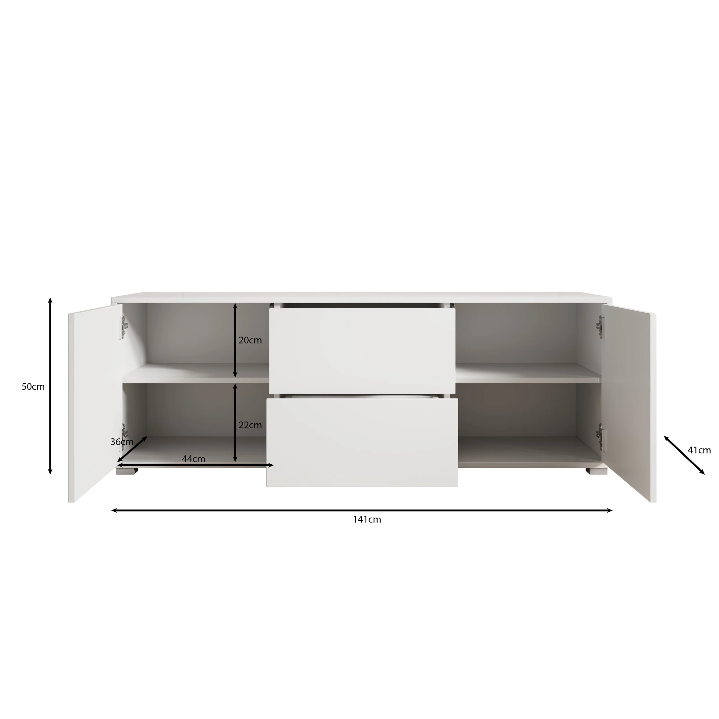 Gideon - TV-Meubel - Wit - 141x41x50 cm - Image 5